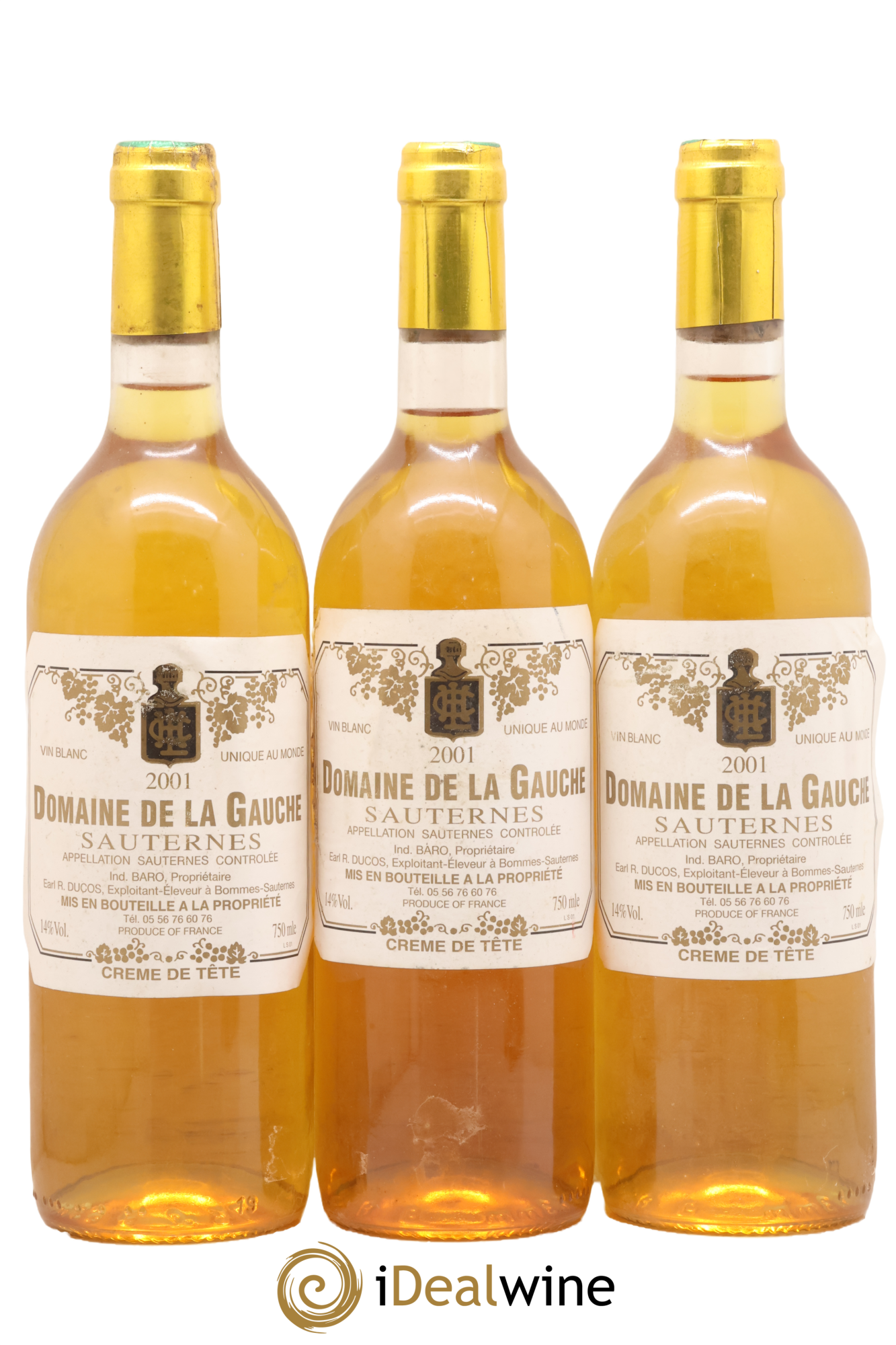 Sauternes Domaine De La Gauche Creme De Tête 2001 - Lot of 3 bottles - 0