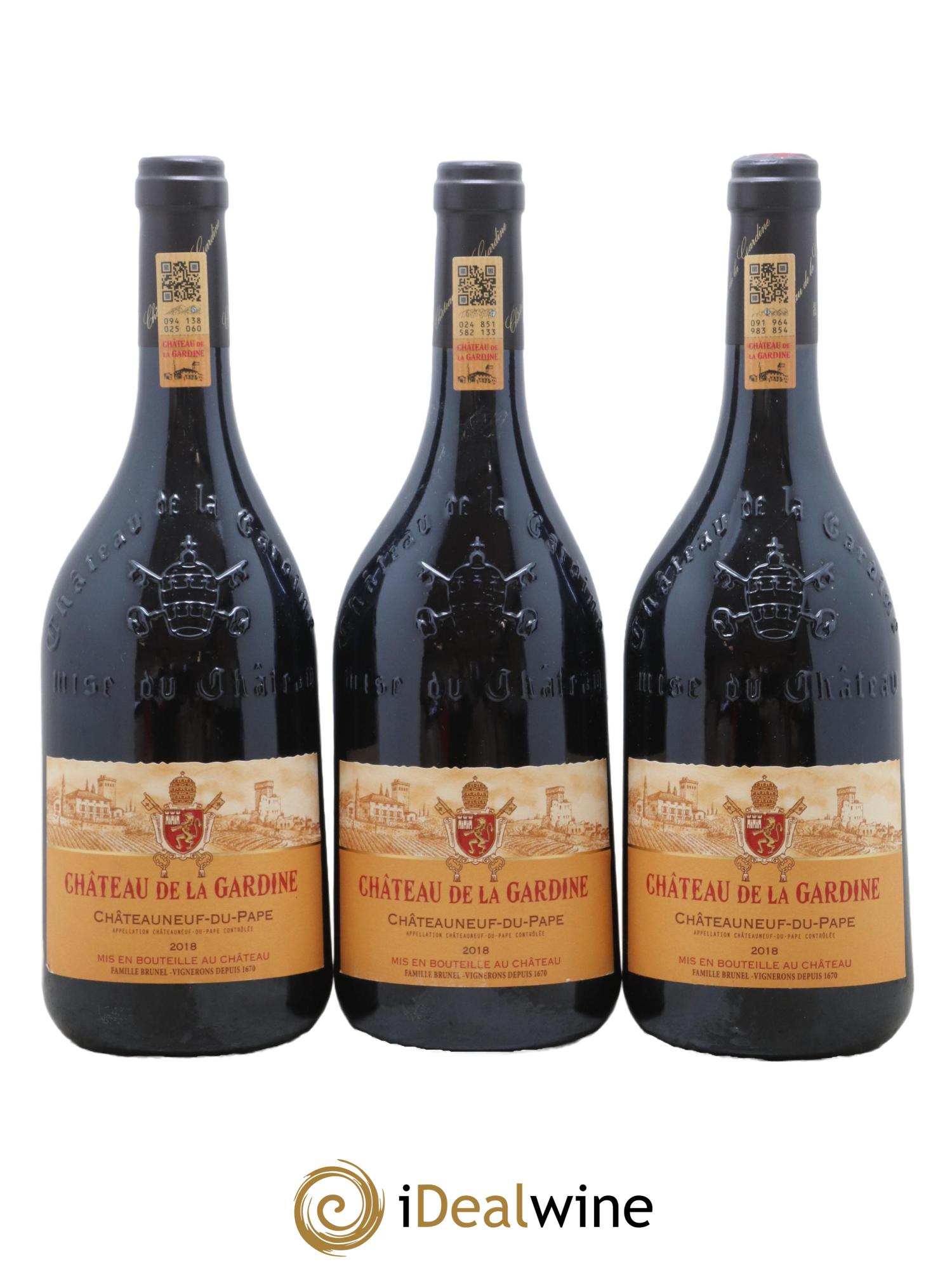 Châteauneuf-du-Pape Château de La Gardine Famille Brunel 2018 - Lot de 3 bouteilles - 0