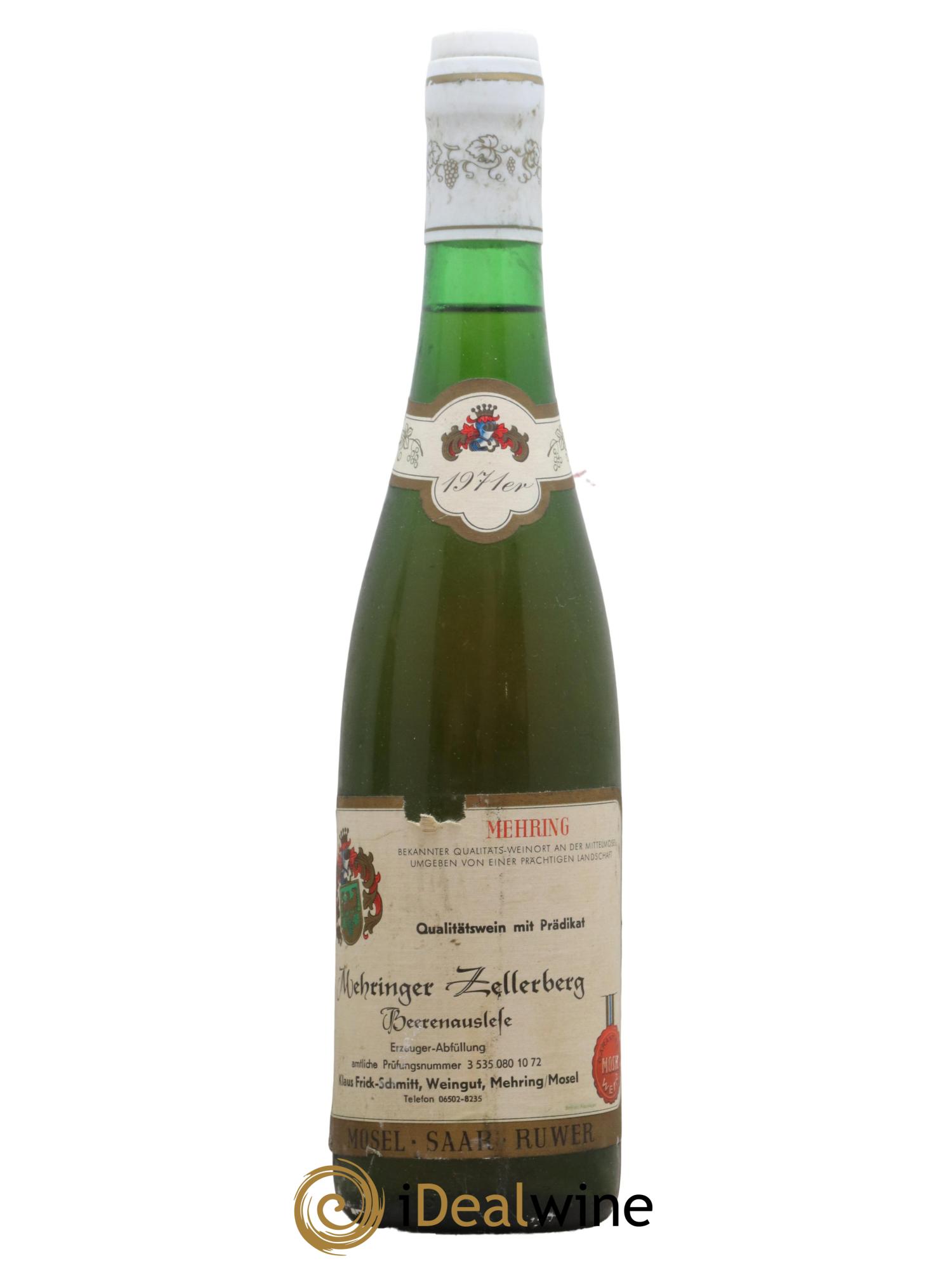 Allemagne Mosel-Saar Beerenauslese Mehringer Zellerberg Weingut Frick Schmitt 1971 - Lot de 1 bouteille - 0
