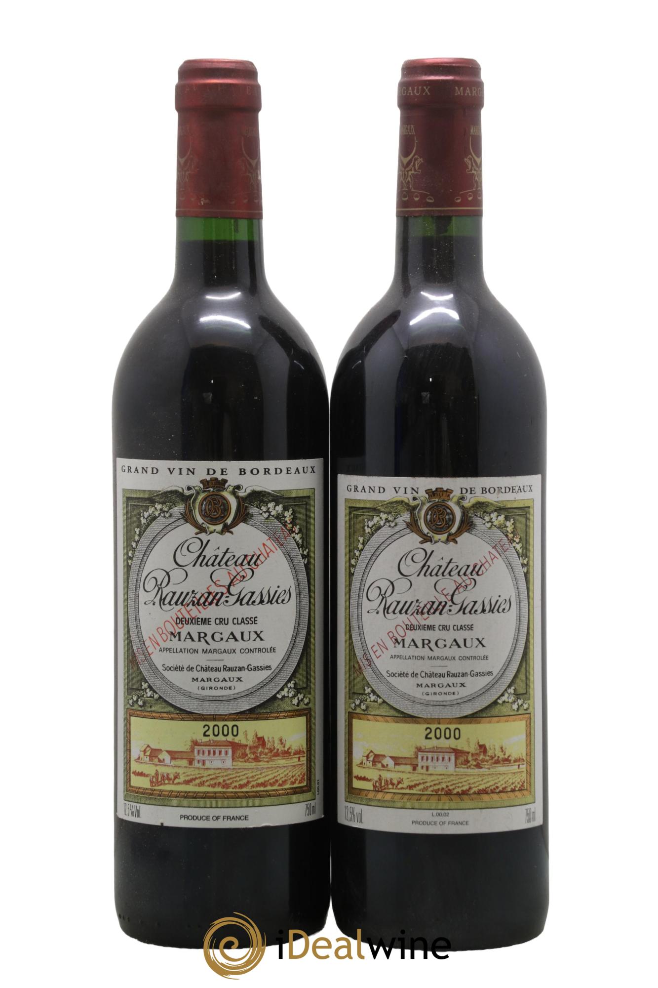 Château Rauzan-Gassies 2ème Grand Cru Classé 2000 - Posten von 2 Flaschen - 0