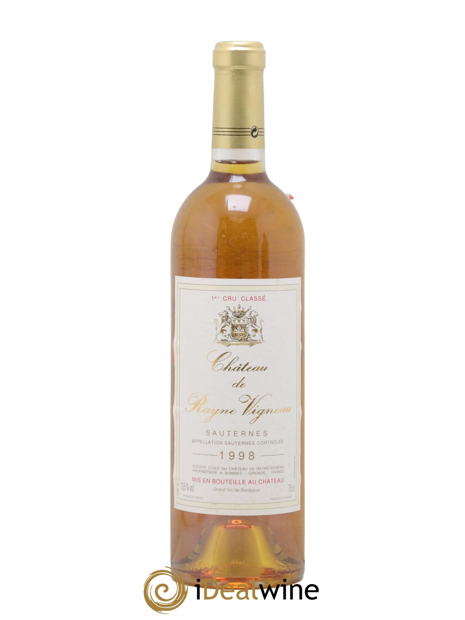 Château de Rayne Vigneau 1er Grand Cru Classé 1998 - Lot of 1 bottle - 0