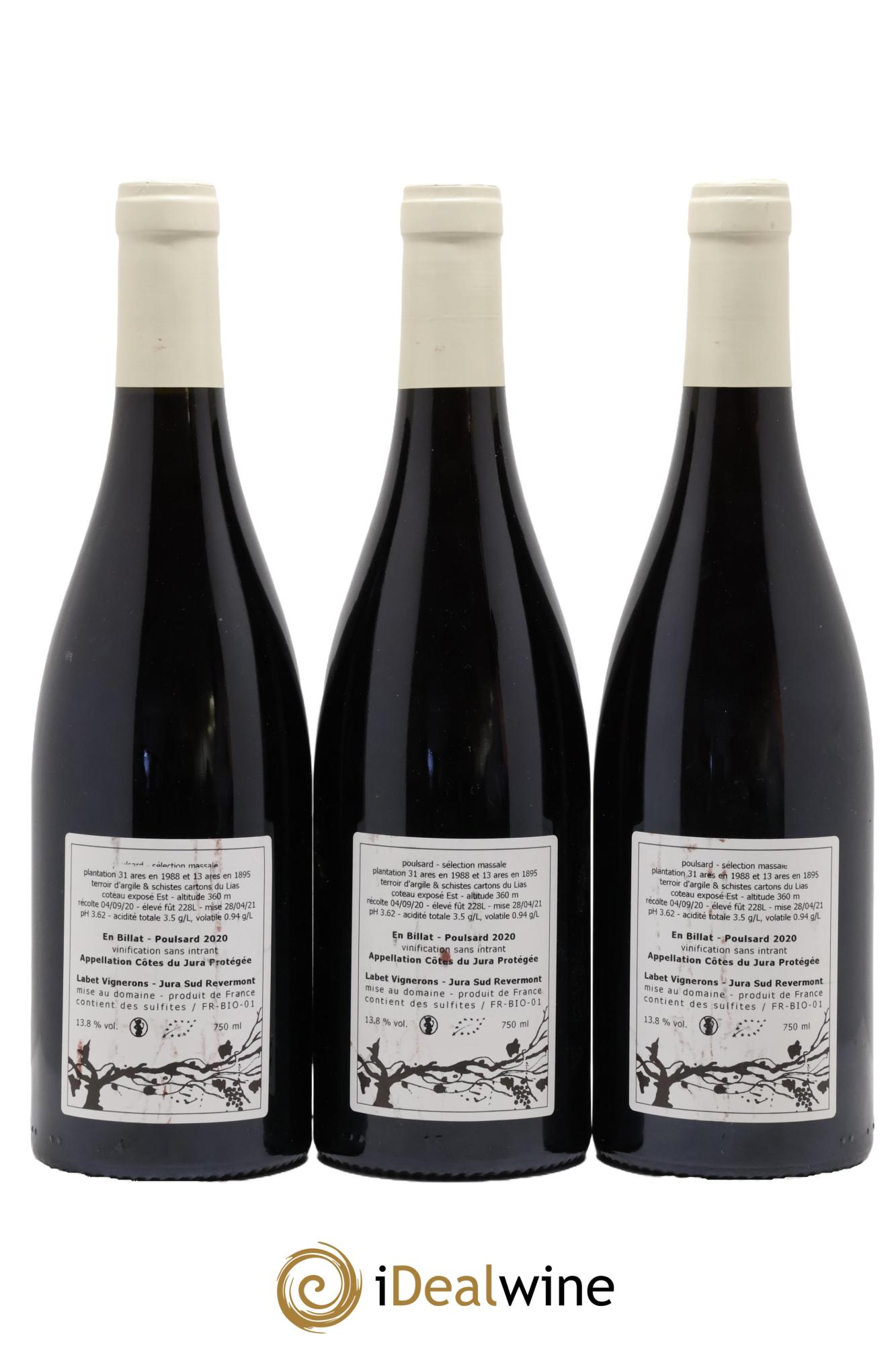 Côtes du Jura Poulsard En Billat Romain - Julien - Charline Labet 2020 - Lot of 3 bottles - 1