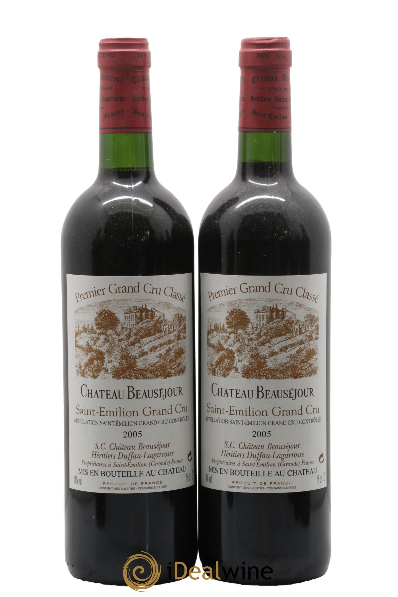 Château Beauséjour (Duffau-Lagarrosse) 1er Grand Cru Classé B 2005 - Lot de 2 bouteilles - 0