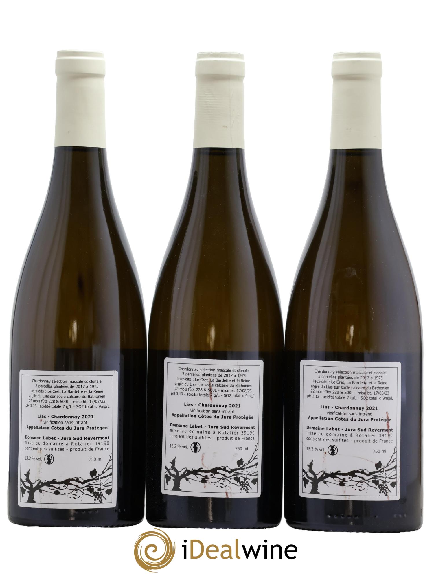 Côtes du Jura Chardonnay Lias Romain - Julien - Charline Labet 2021 - Lot de 3 bouteilles - 1