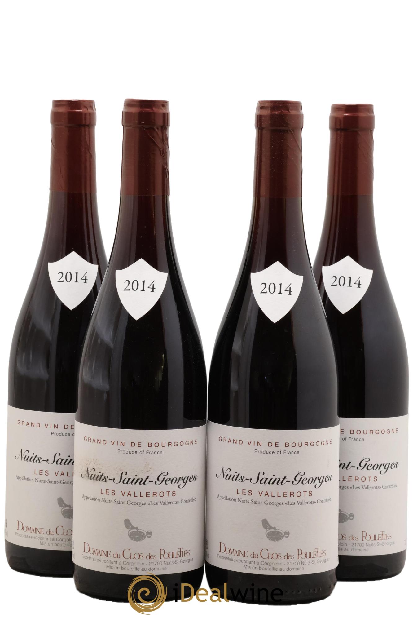 Nuits-Saint-Georges Les Vallerots Domaine du clos des Poulettes 2014 - Lot de 4 bouteilles - 0