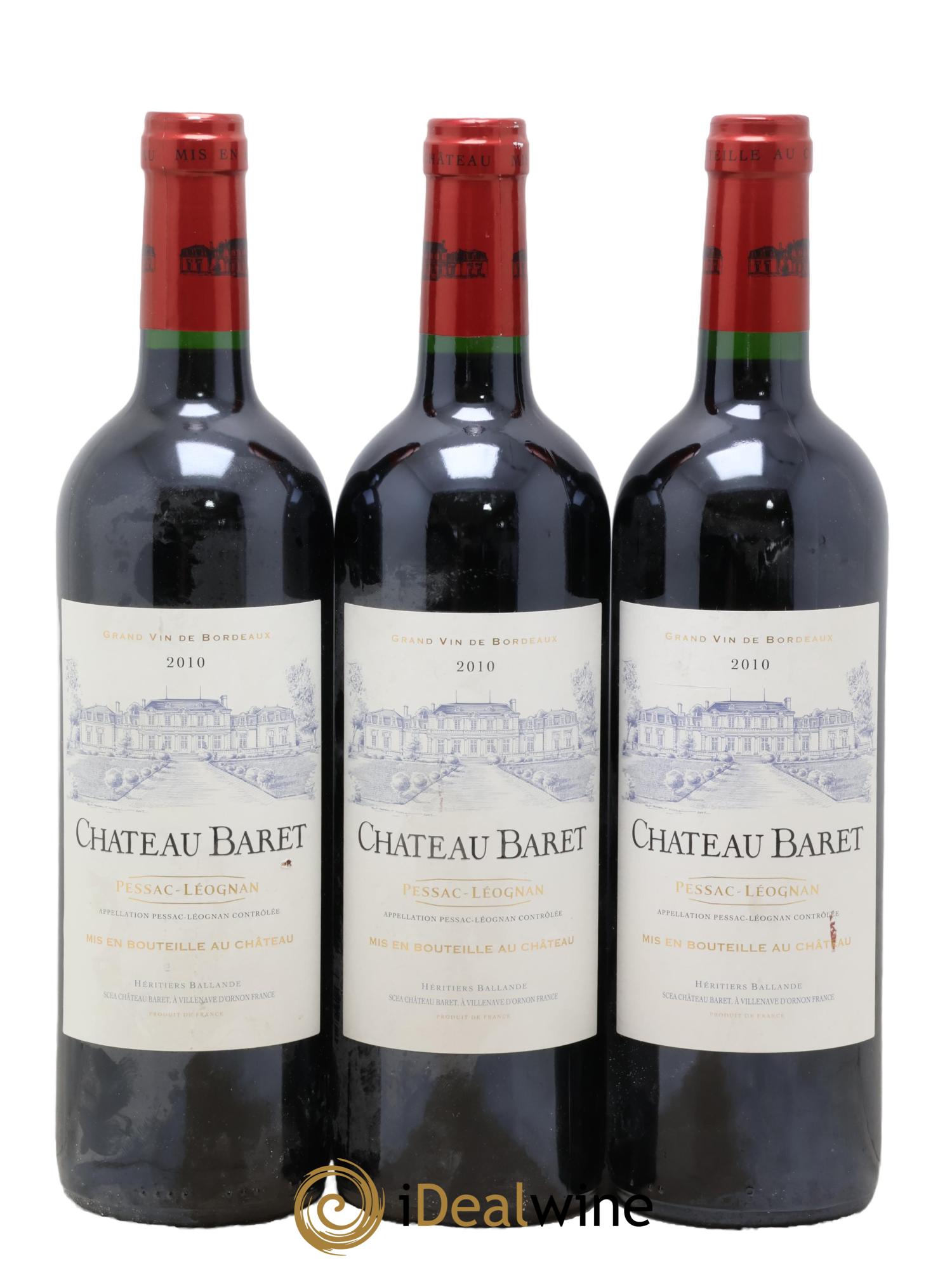 Pessac-Léognan Château Baret 2010 - Lot de 3 bouteilles - 0