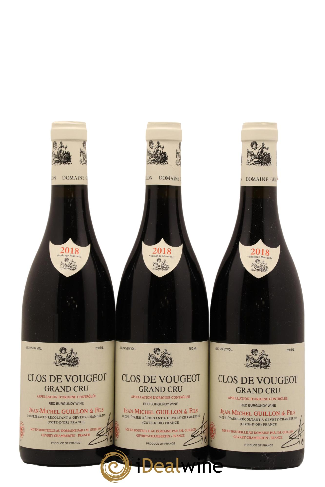 Clos de Vougeot Grand Cru Domaine Jean Michel Guillon 2018 - Lot de 3 bouteilles - 0