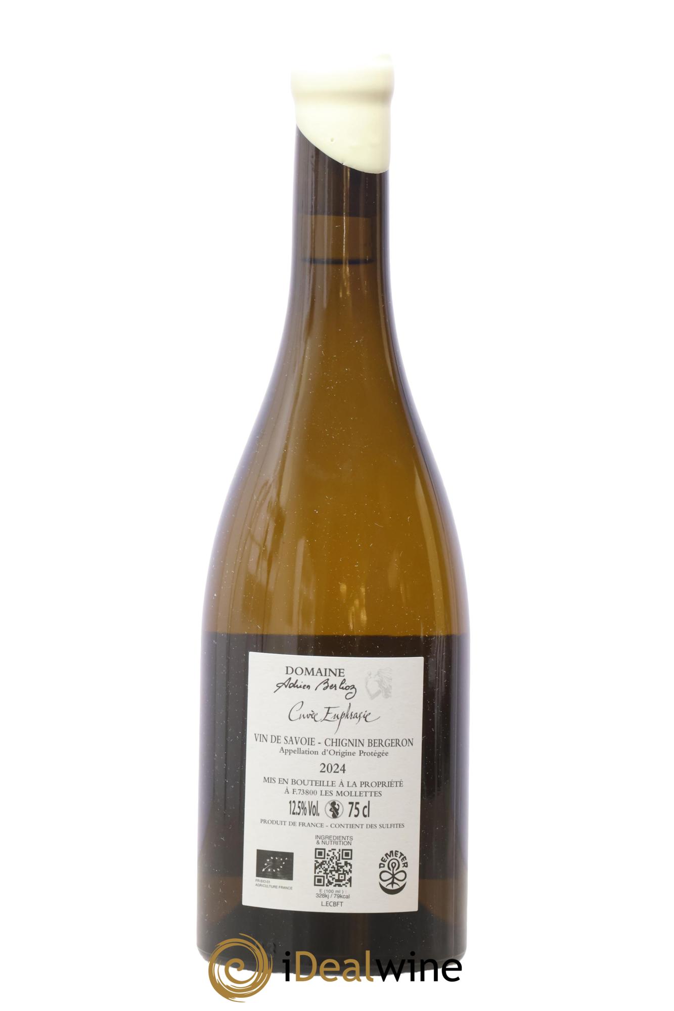 Vin de Savoie Chignin-Bergeron Euphrasie Adrien Berlioz 2024 - Lot of 1 bottle - 1