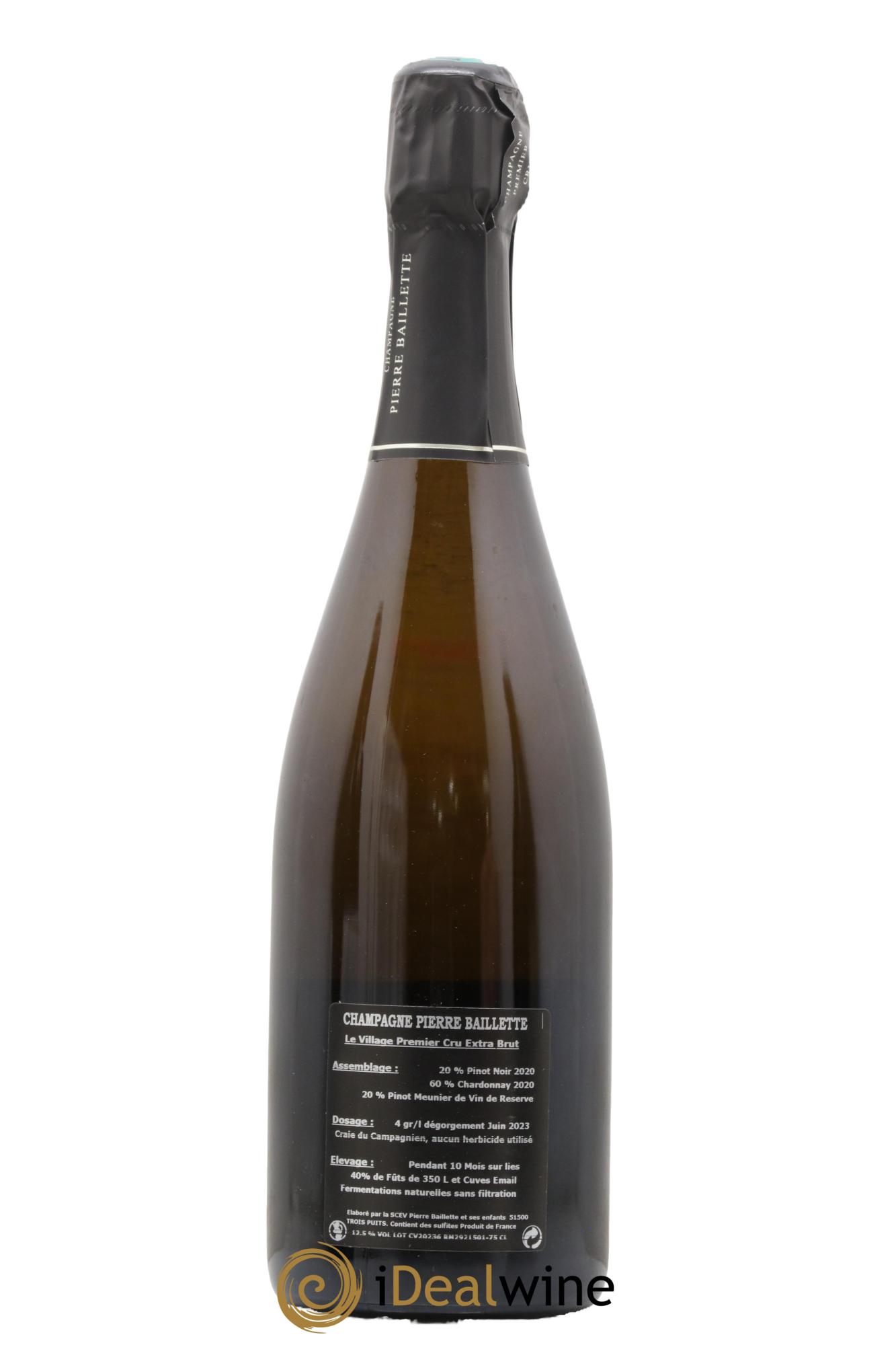 Champagne 1er cru Le Village Pierre Baillette - Lot de 1 bouteille - 1