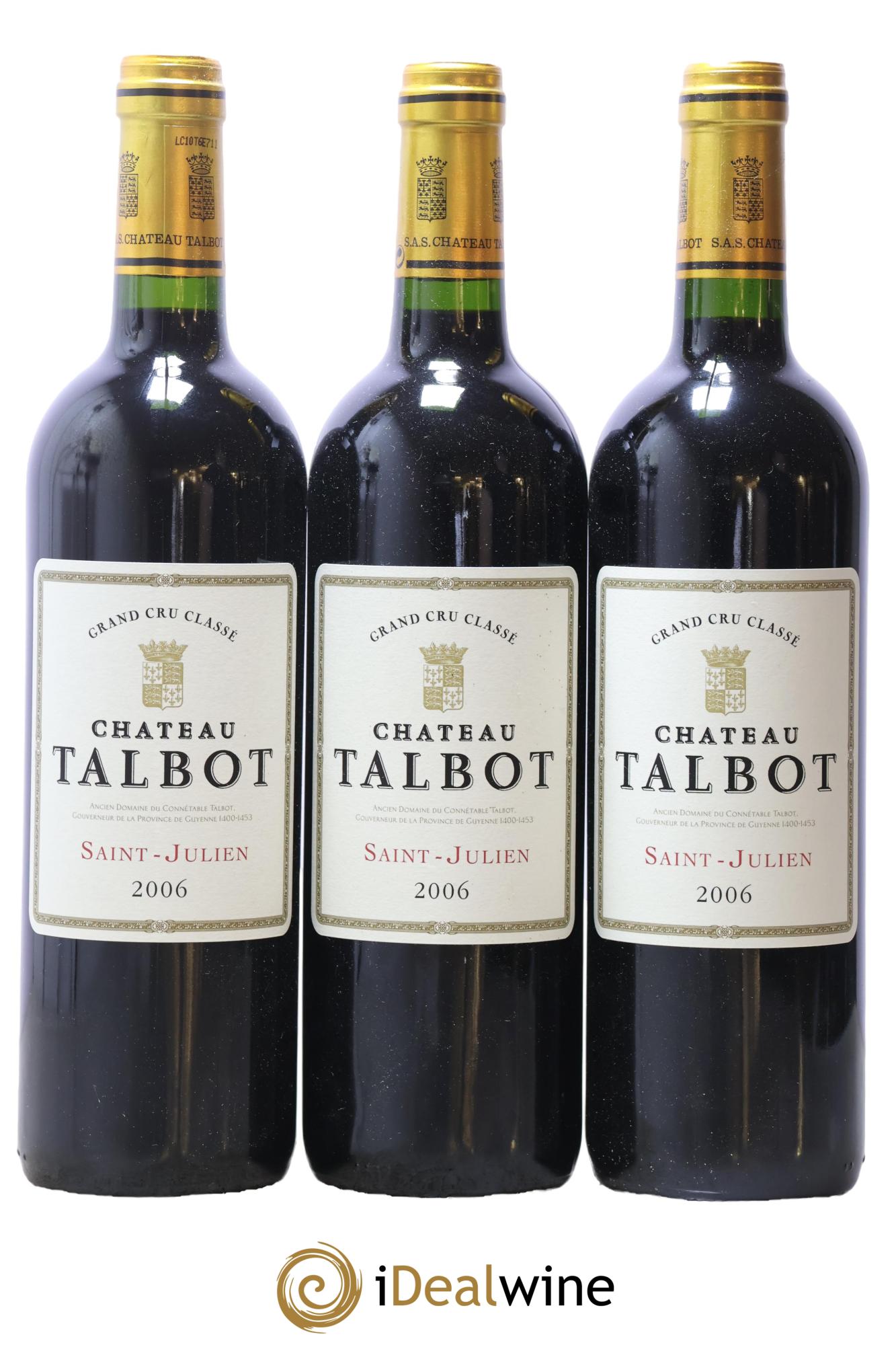 Château Talbot 4ème Grand Cru Classé 2006 - Lotto di 3 bottiglie - 0