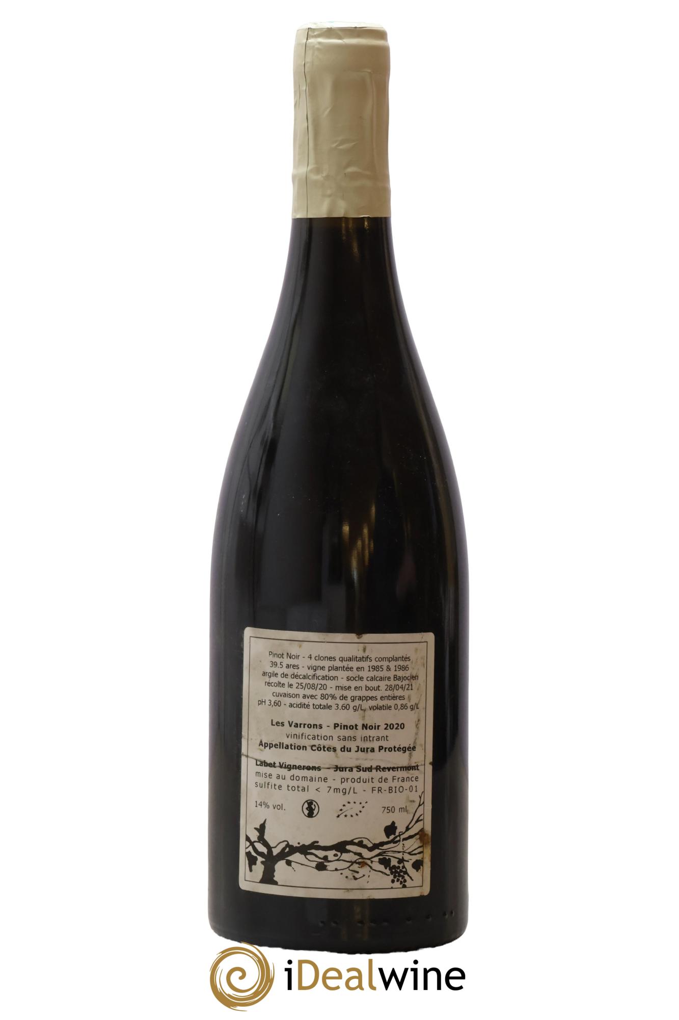 Côtes du Jura Pinot Noir Les Varrons Sélection Clonale Romain - Julien  - Charline Labet 2020 - Lot of 1 bottle - 1