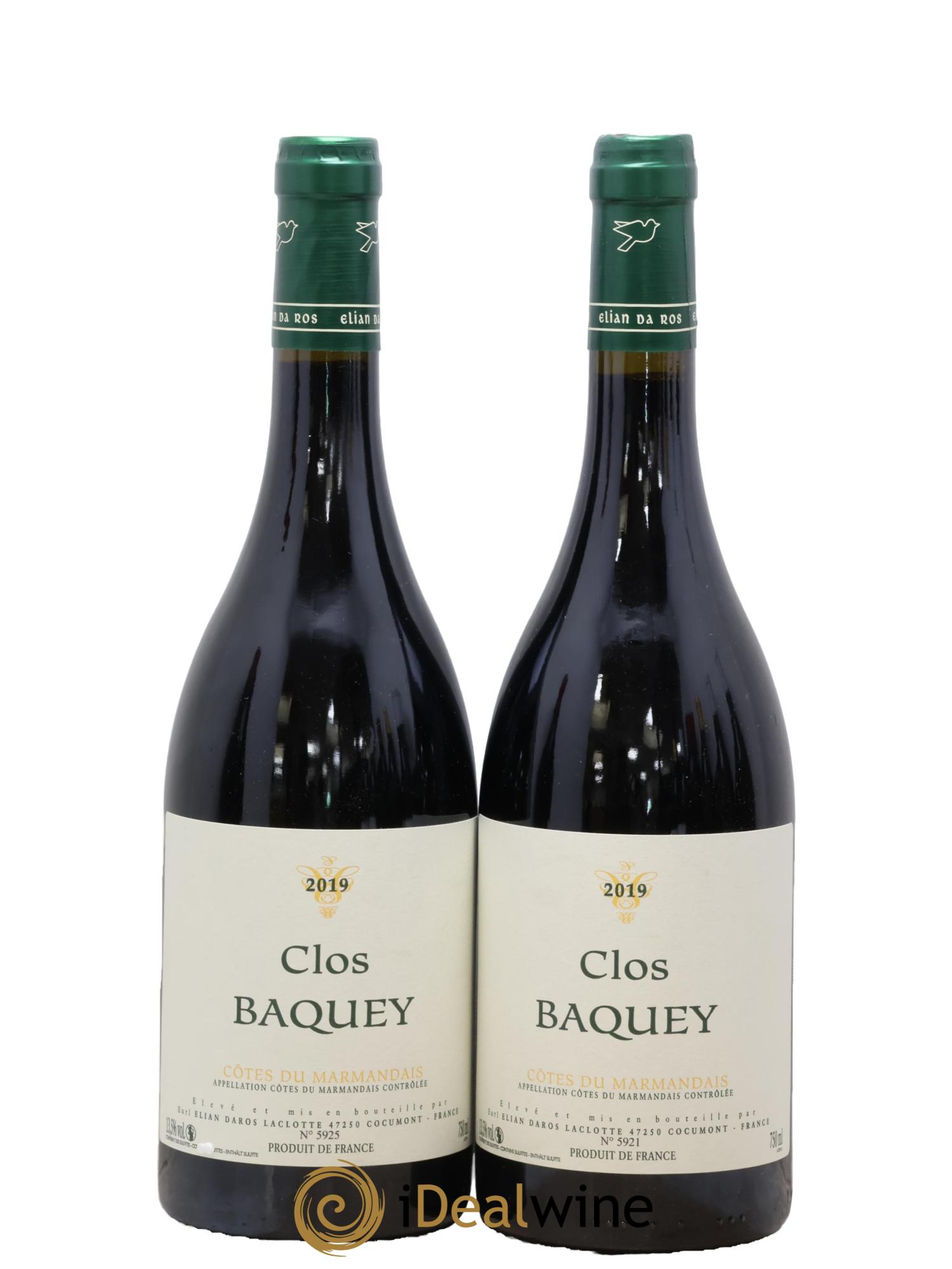 Côtes du Marmandais Clos Baquey Elian Da Ros (Domaine) 2019 - Lot of 2 bottles - 0