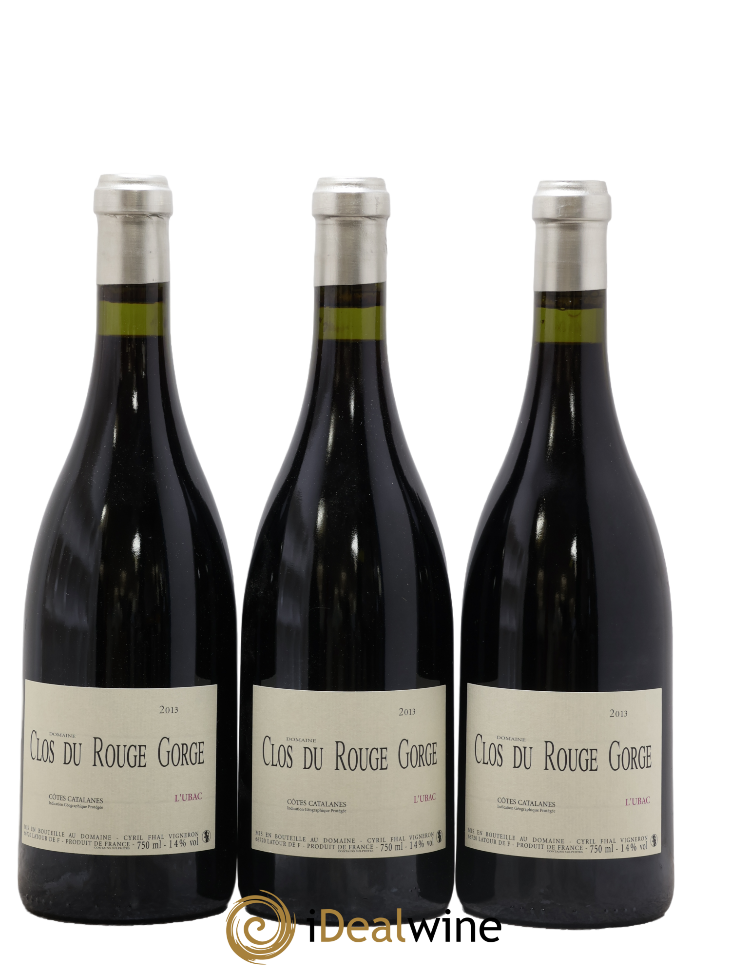 Côtes Catalanes Clos du Rouge Gorge L'Ubac Cyril Fhal 2013 - Lot of 3 bottles - 0