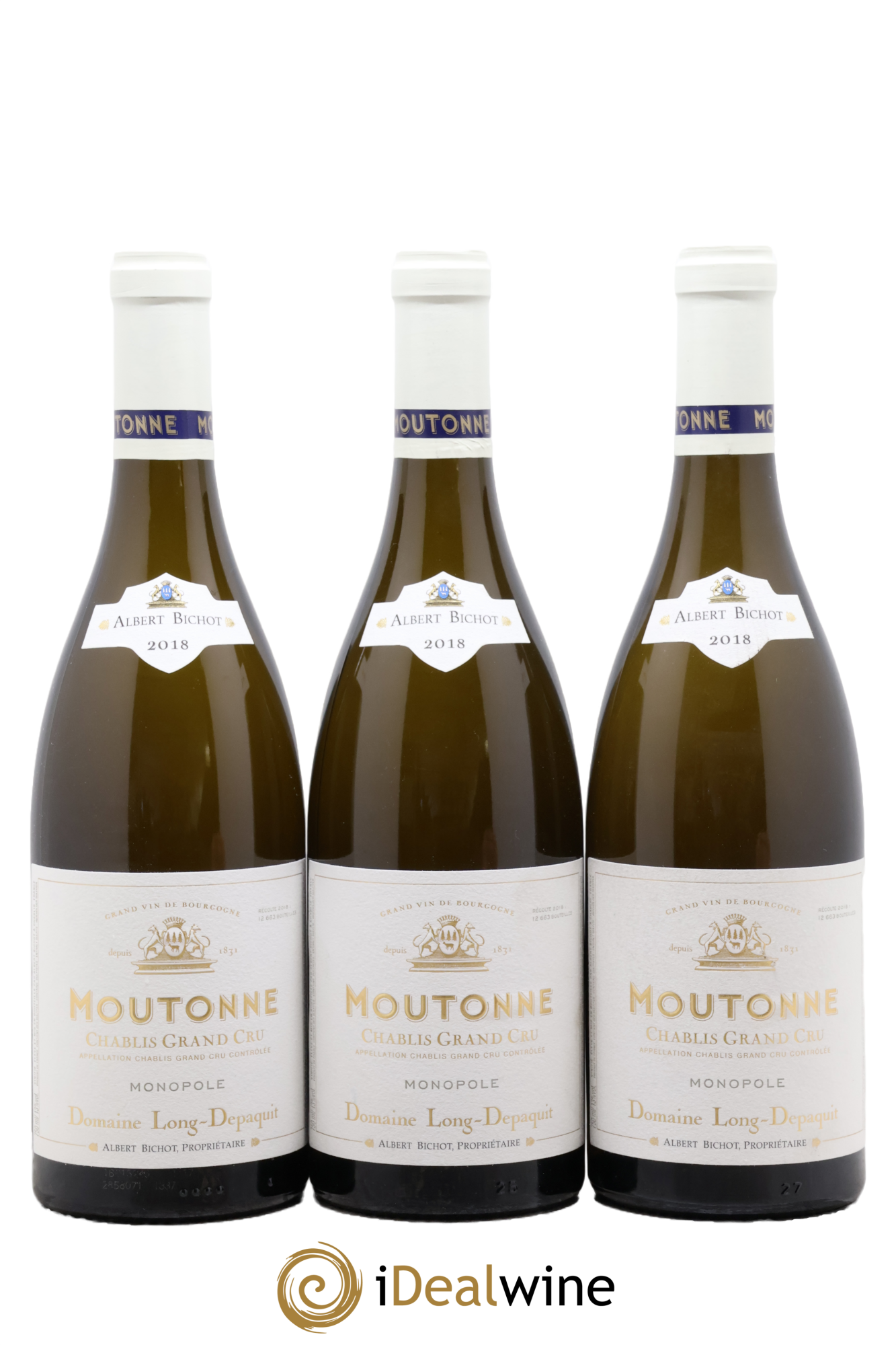 Chablis Grand Cru Moutonne Long Depaquit - Albert Bichot (Domaine) 2018 - Lot de 3 bouteilles - 0