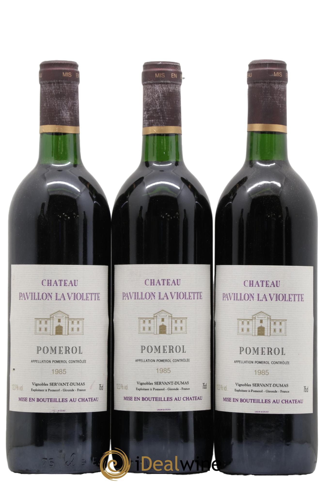 Pomerol Chateau Pavillon La Violette 1985 - Lot de 3 bouteilles - 0