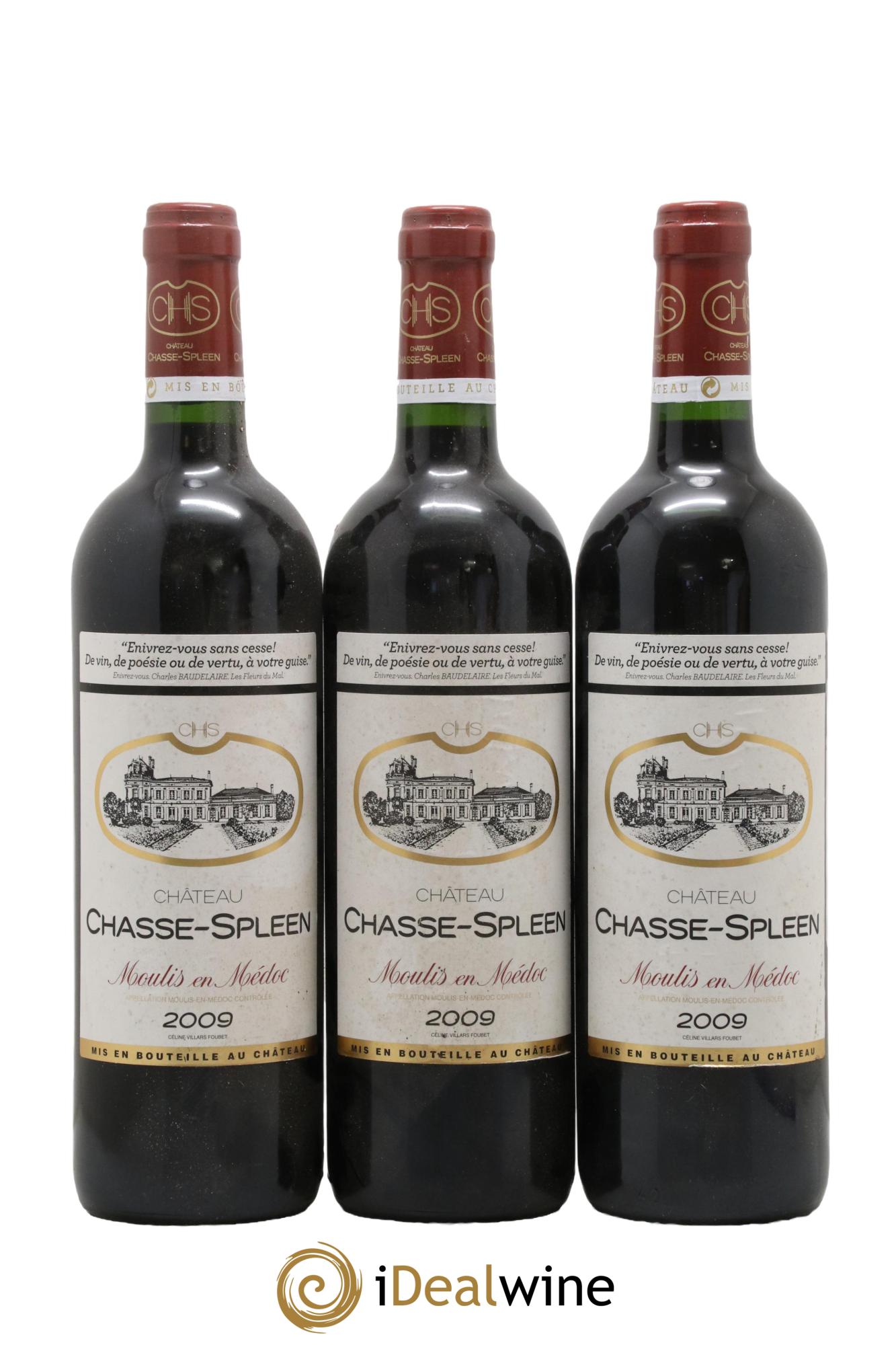 Château Chasse Spleen 2009 - Lot de 3 bouteilles - 0