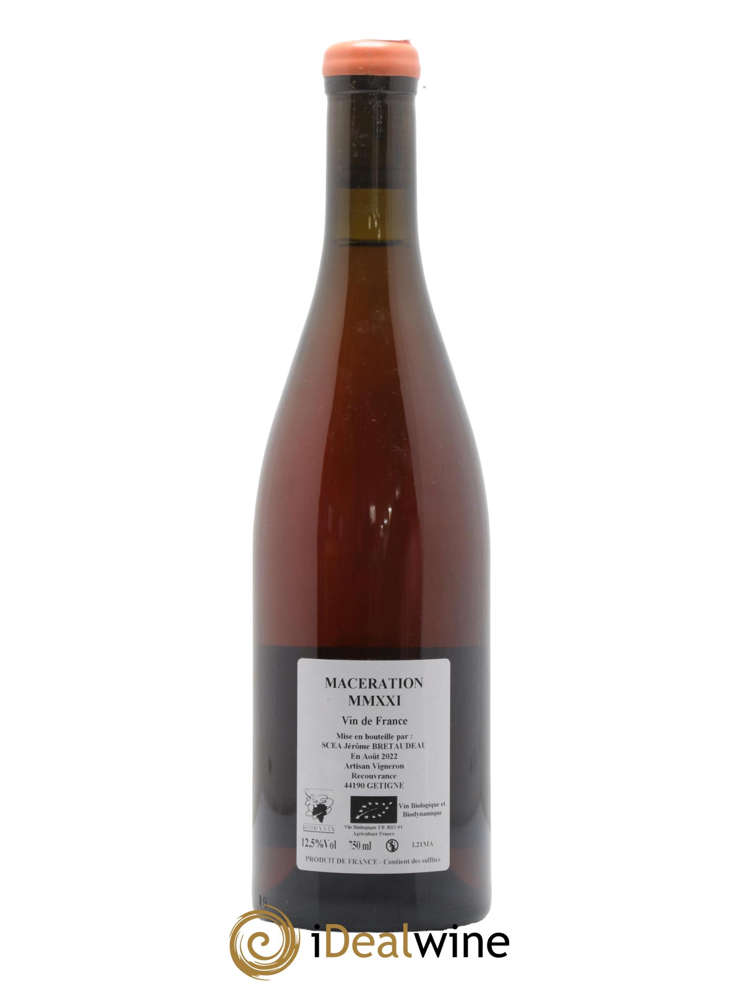Vin de France Macération Jérôme Bretaudeau - Domaine de Bellevue 2021 - Lot de 1 bouteille - 1