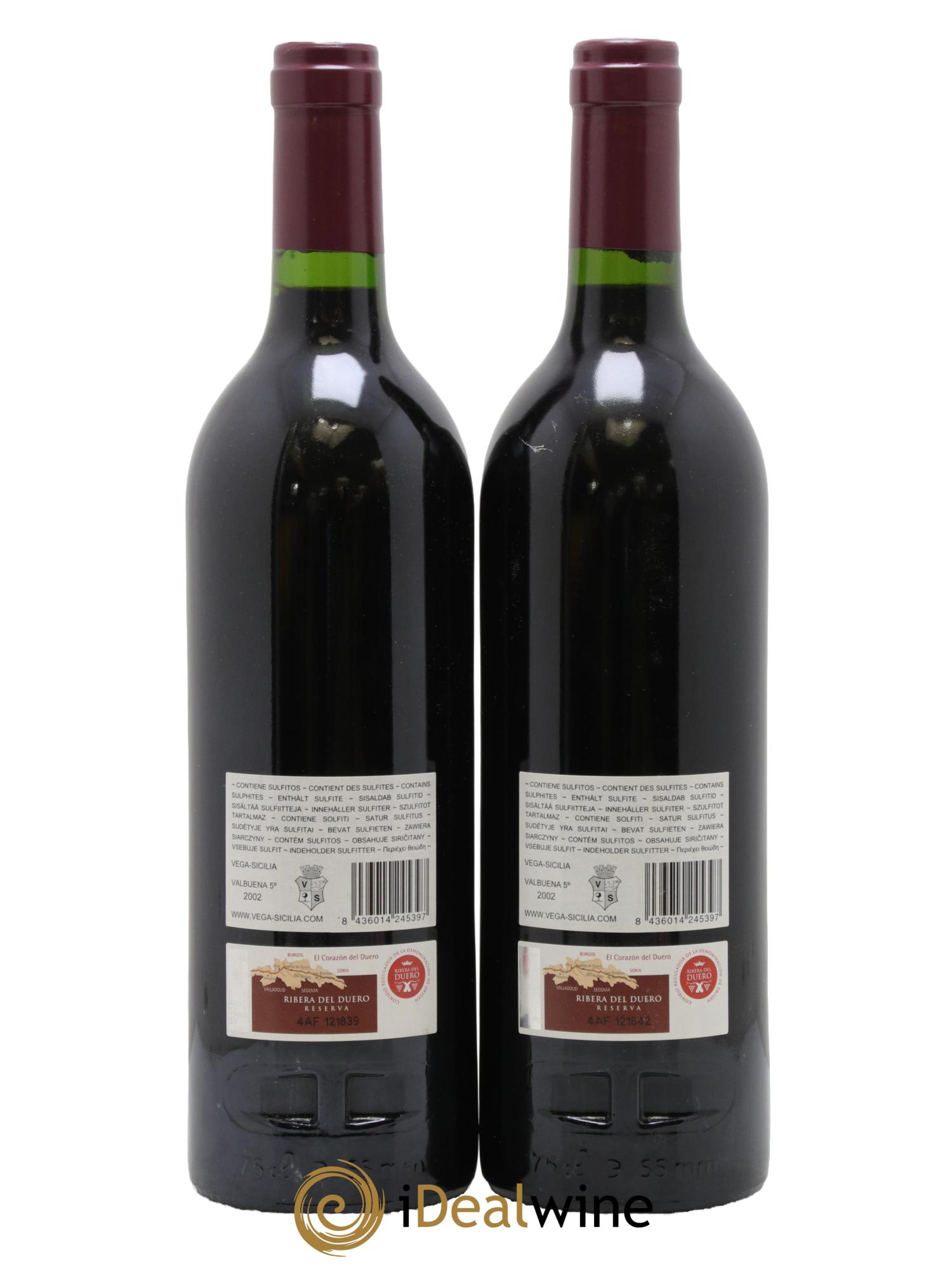 Ribera Del Duero DO Vega Sicilia Valbuena 5 ano Famille Alvarez 2002 - Posten von 2 Flaschen - 1