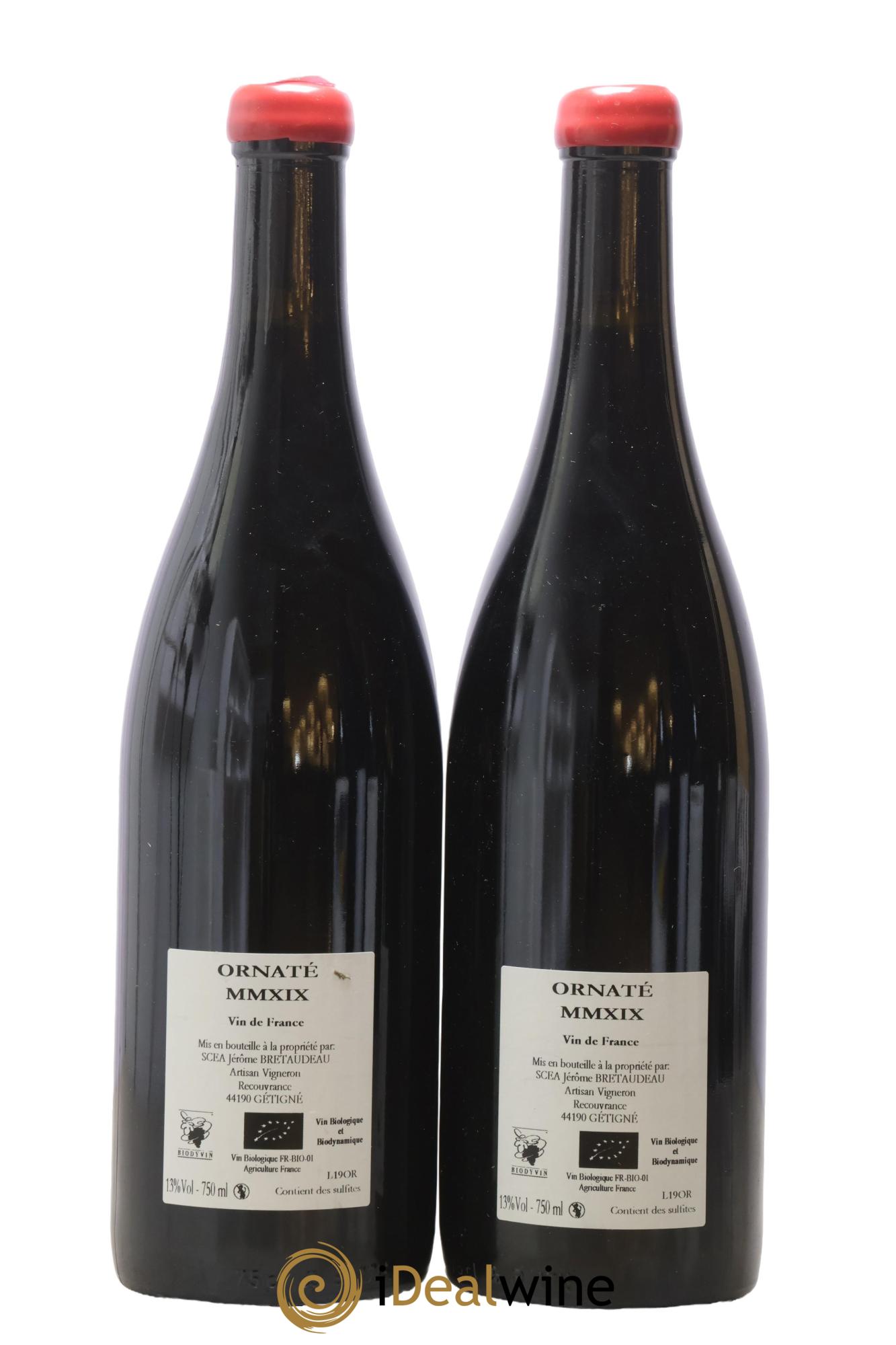Vin de France Merlot Ornaté Jérôme Bretaudeau - Domaine de Bellevue 2019 - Posten von 2 Flaschen - 1