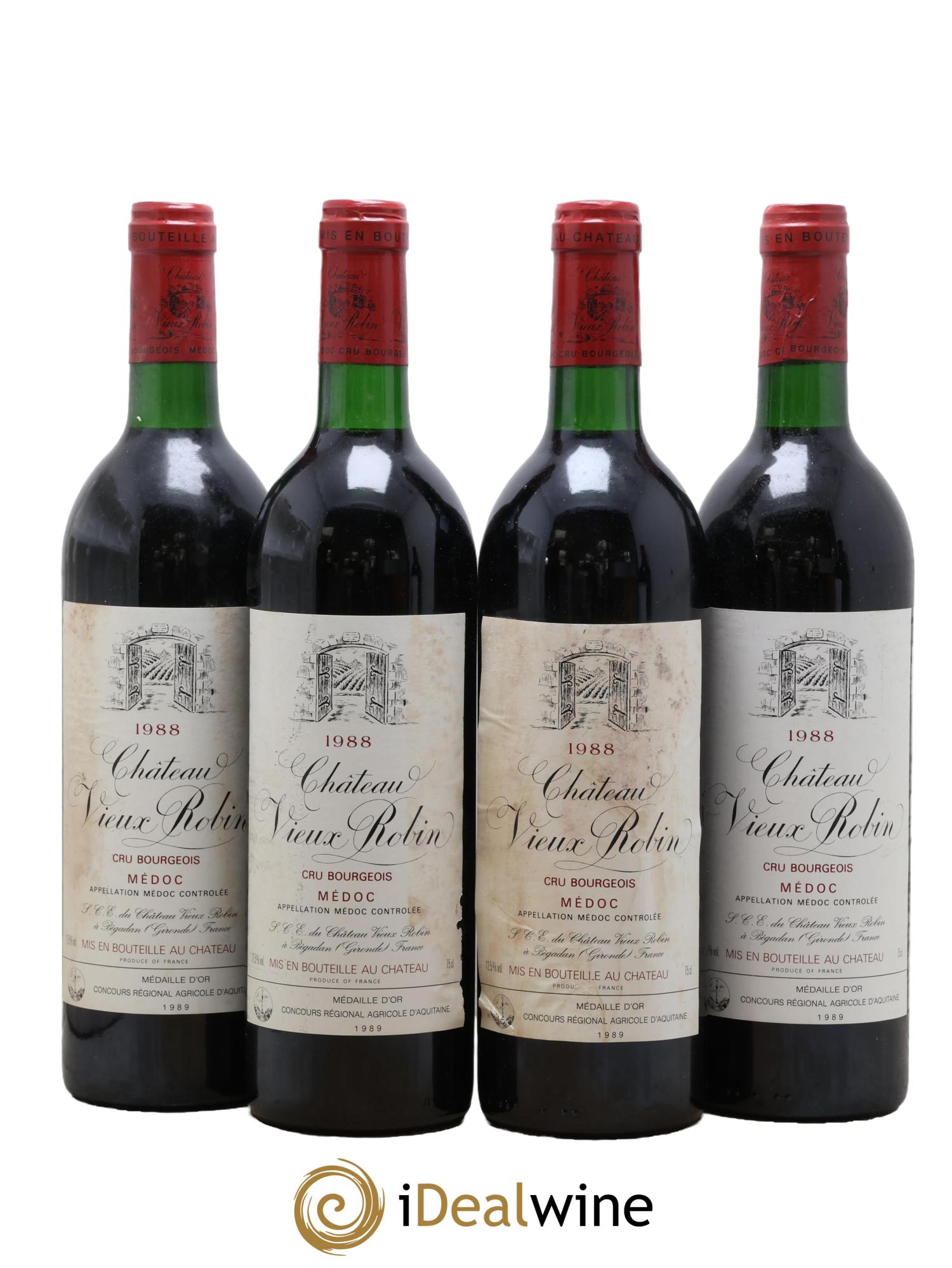 Château Vieux Robin Cru Bourgeois 1988 - Lot de 4 bouteilles - 0