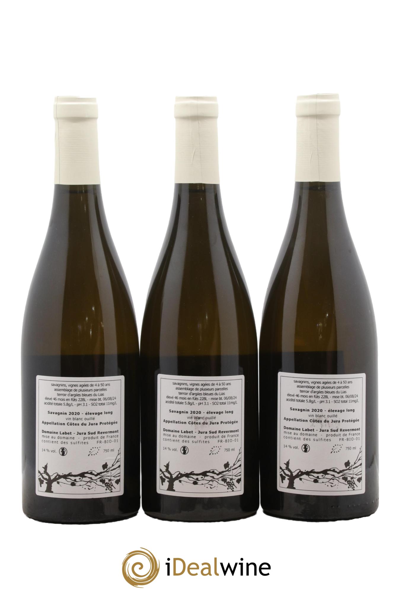 Côtes du Jura Savagnin Ouillé Elevage Long Labet (Domaine) 2020 - Lot de 3 bouteilles - 1