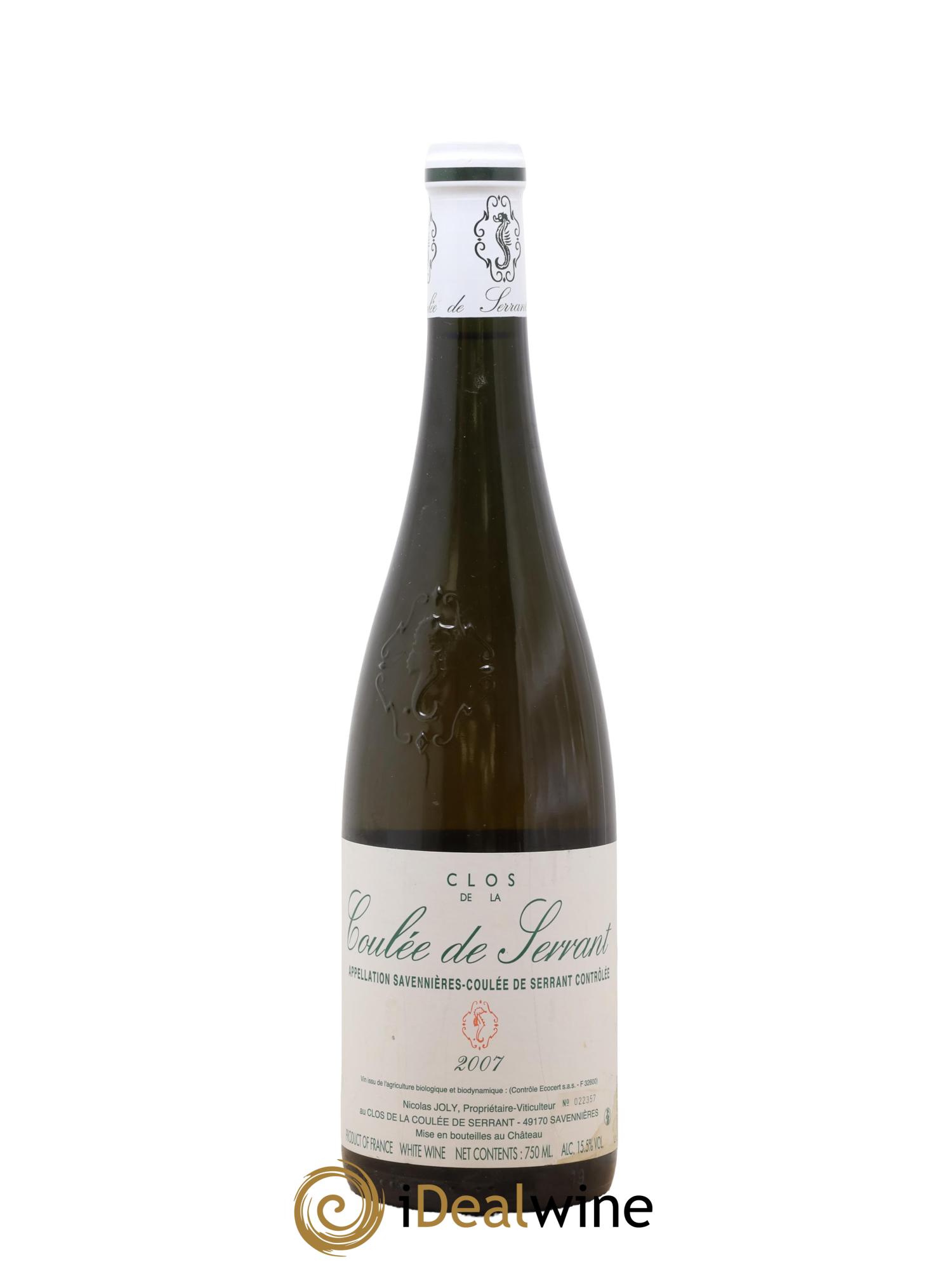 Savennières Clos de la Coulée de Serrant Vignobles de la Coulée de Serrant - Nicolas Joly 2007 - Posten von 1 Flasche - 0