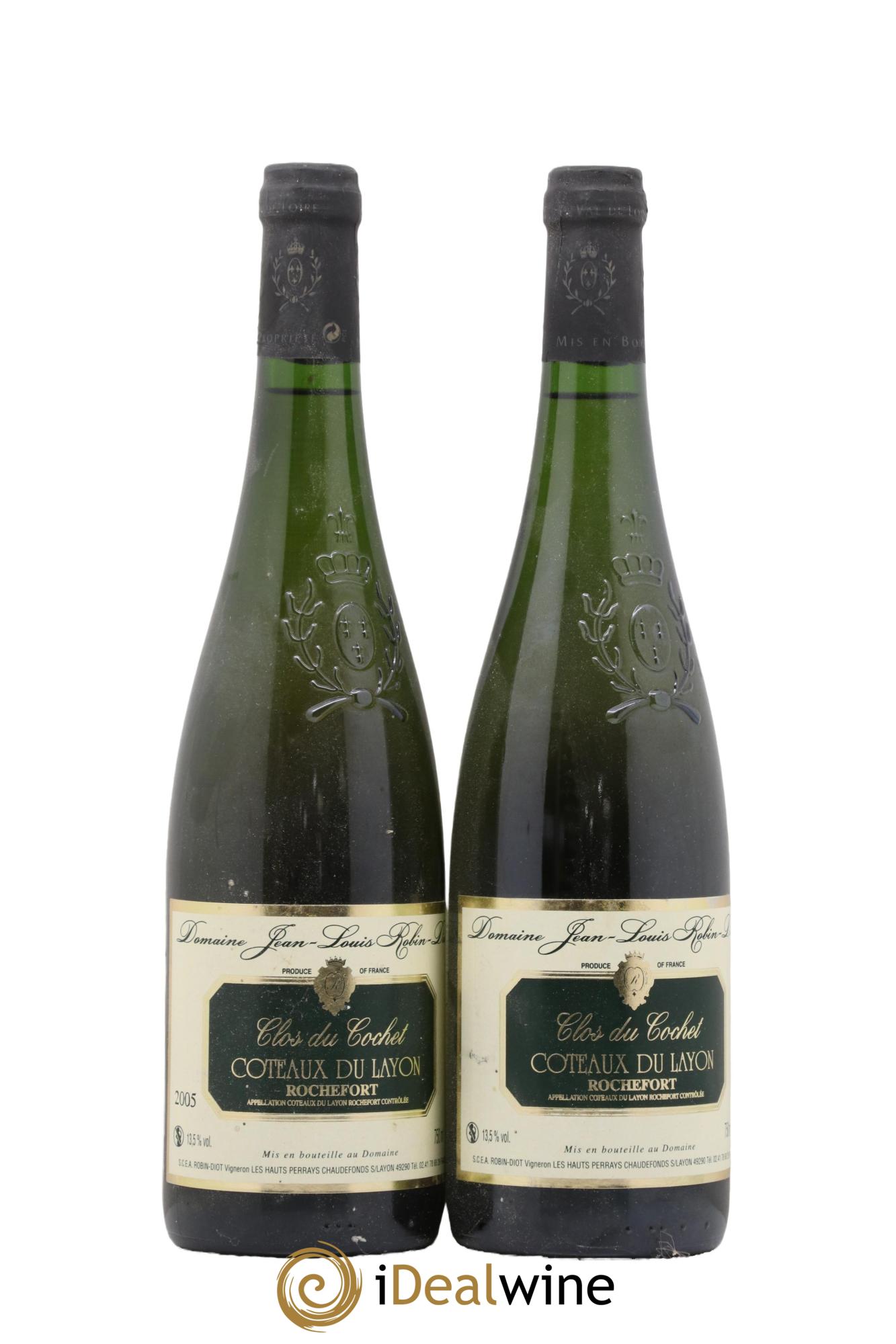 Coteaux du Layon Clos du Cochet Rochefort Domaine Jean-Louis Robin-Diot 2005 - Lotto di 2 bottiglie - 0