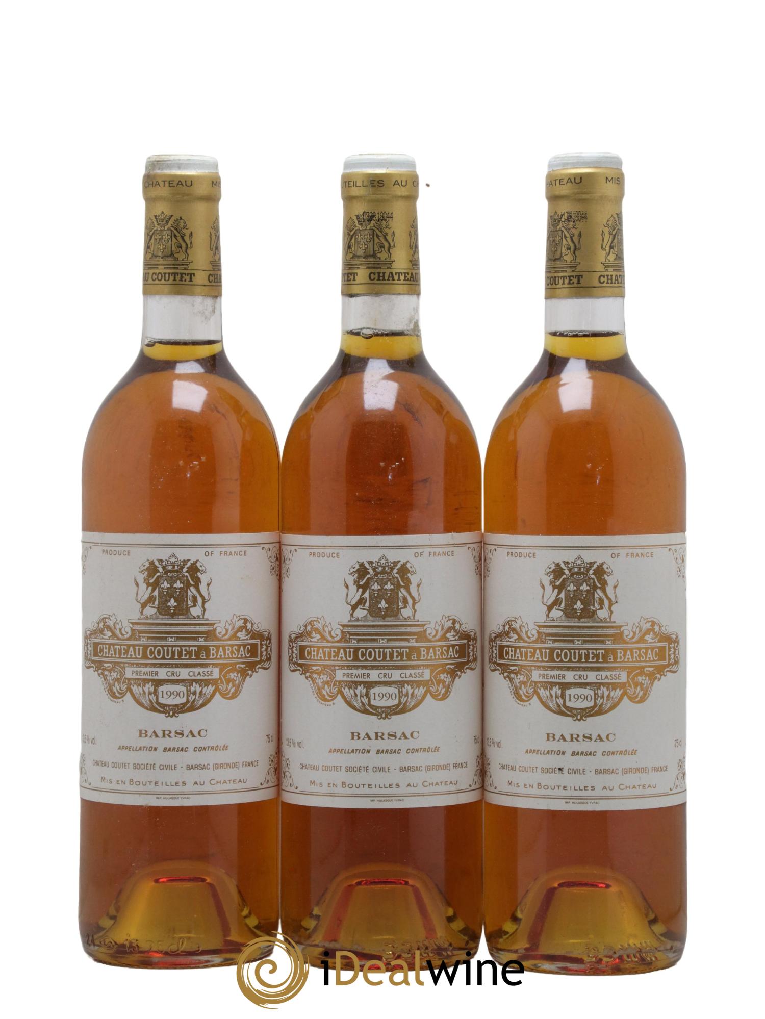 Château Coutet 1er Grand Cru Classé 1990 - Lotto di 3 bottiglie - 0