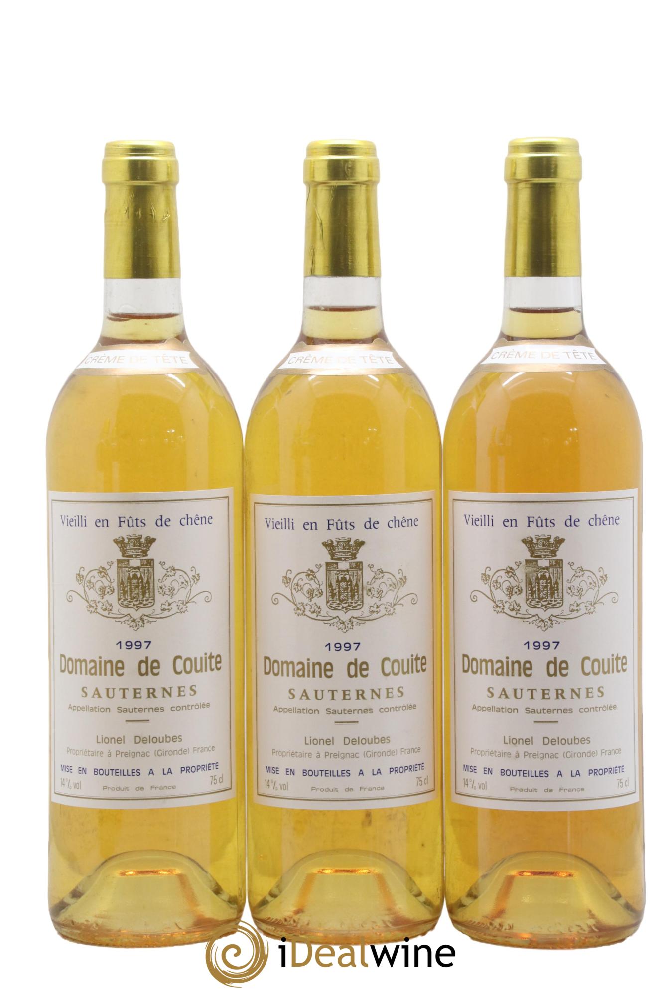 Sauternes Crème de tête Domaine de Couite 1997 - Posten von 3 Flaschen - 0