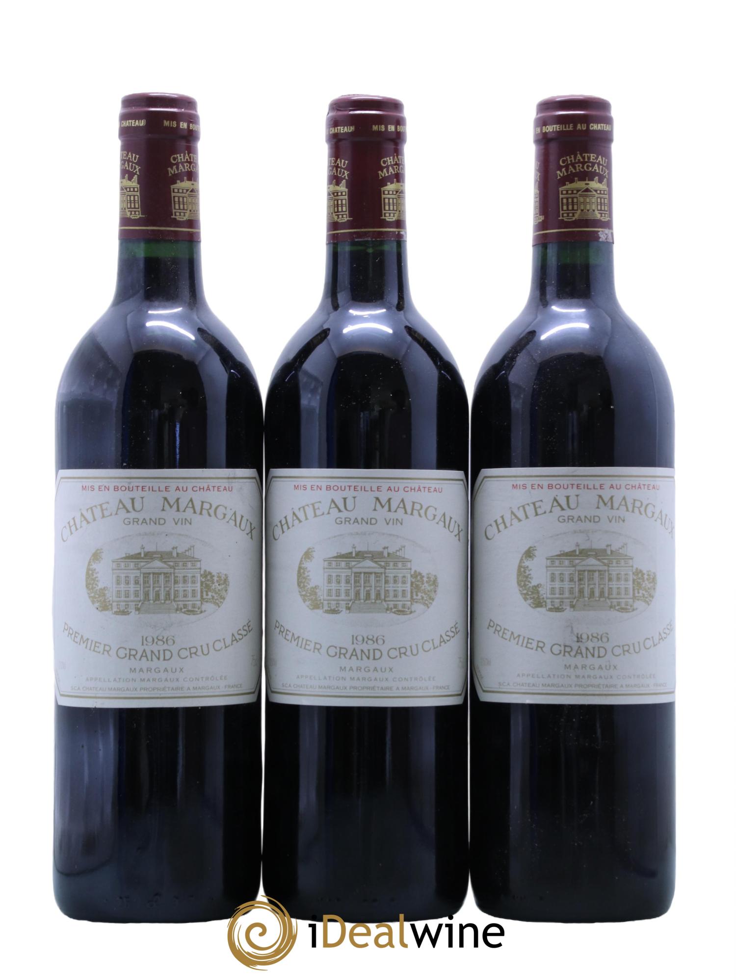 Château Margaux 1er Grand Cru Classé 1986 - Lot de 3 bouteilles - 0