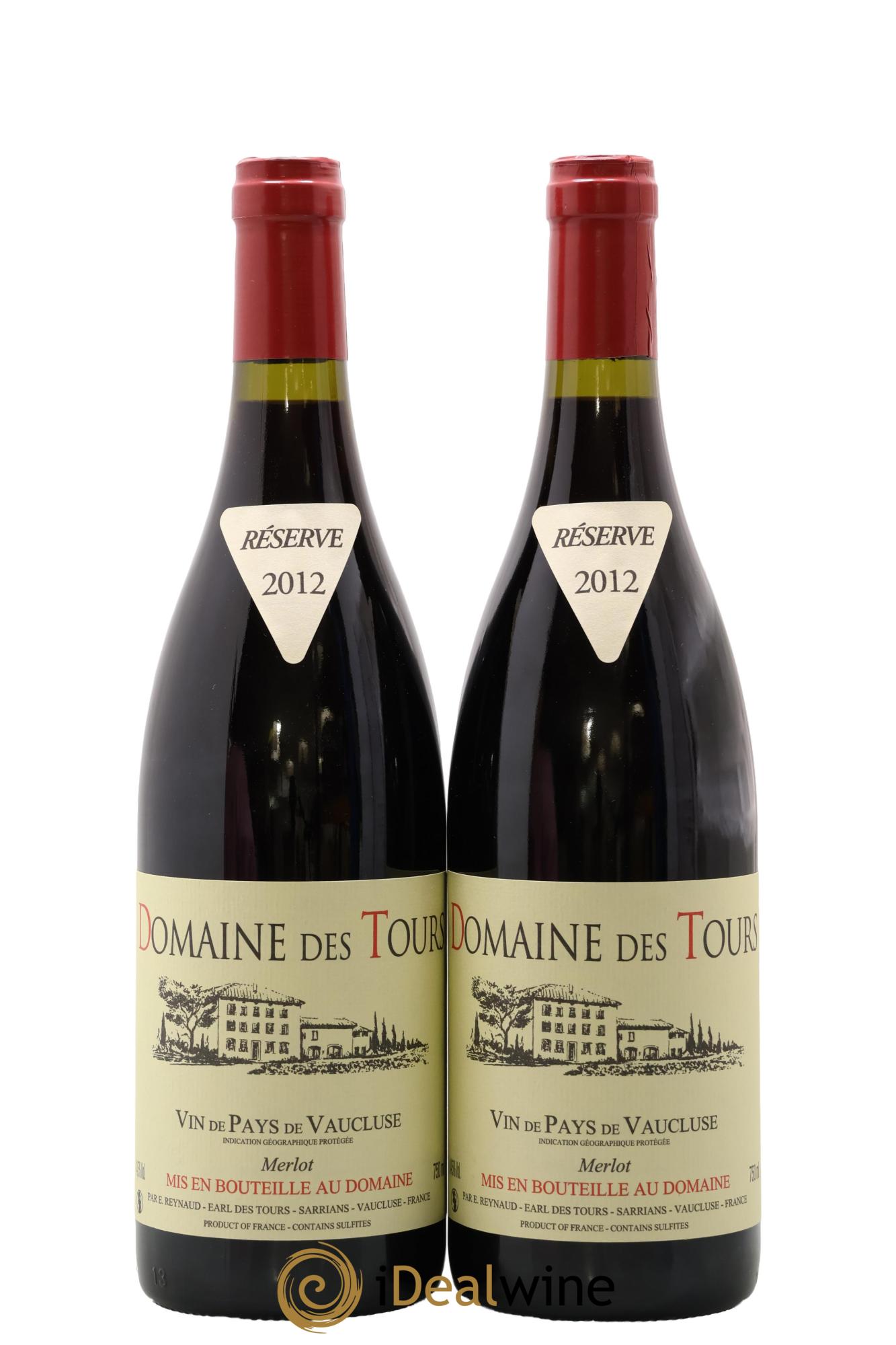 Vaucluse Domaine des Tours Merlot Emmanuel Reynaud 2012 - Lot de 2 bouteilles - 0