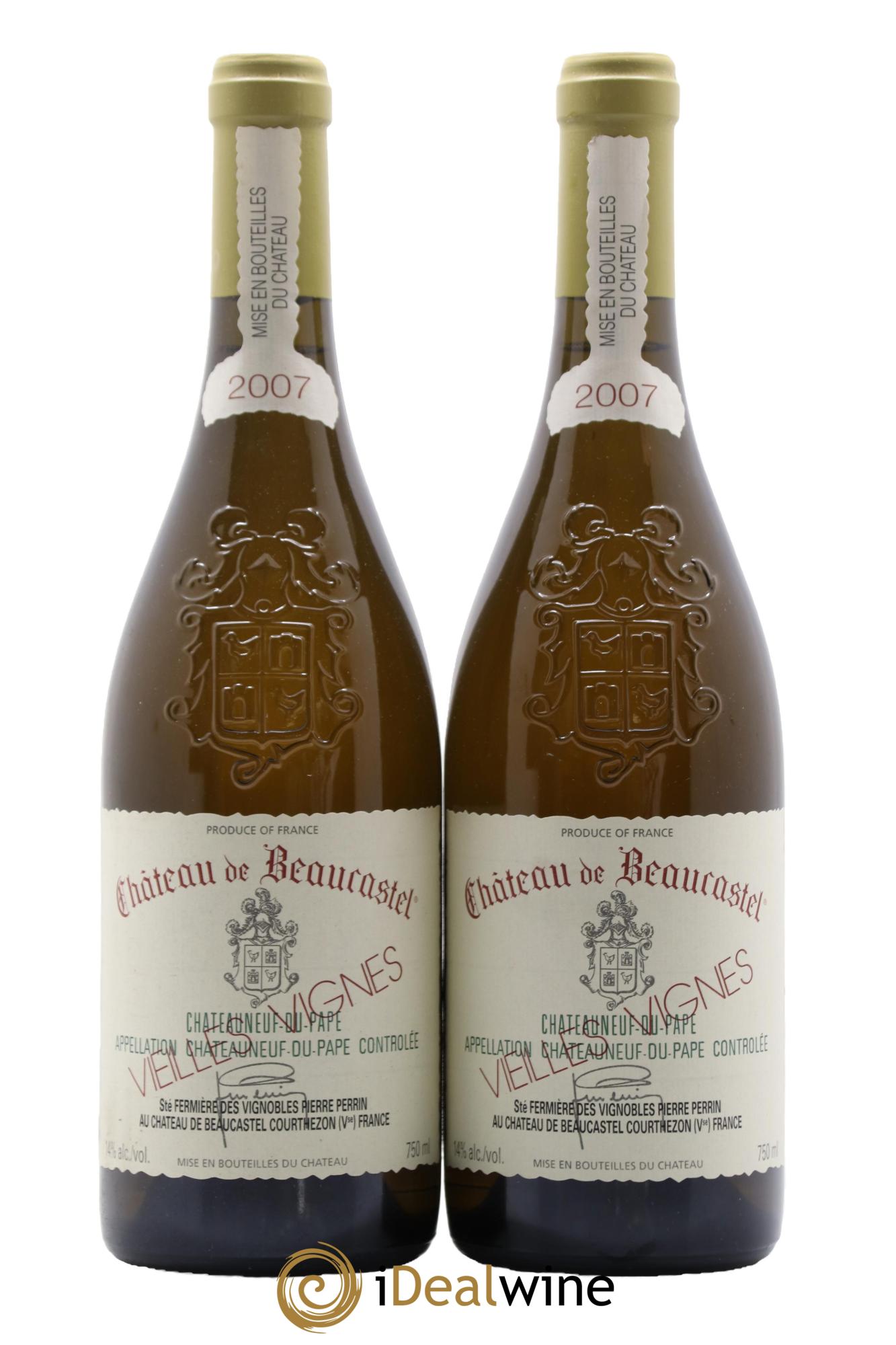 Châteauneuf-du-Pape Château de Beaucastel Vieilles vignes Roussanne Famille Perrin 2007 - Lot de 2 bouteilles - 0