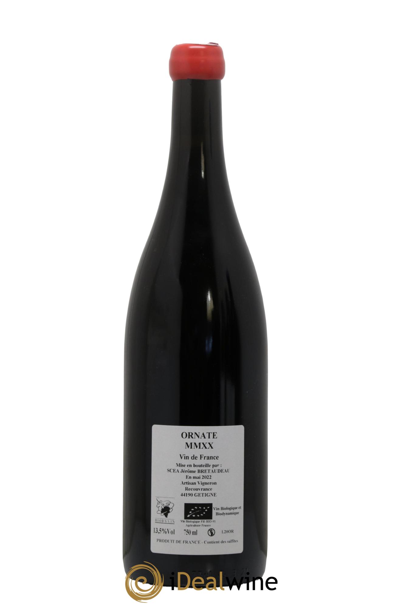 Vin de France Merlot Ornaté Jérôme Bretaudeau - Domaine de Bellevue 2020 - Lot de 1 bouteille - 1