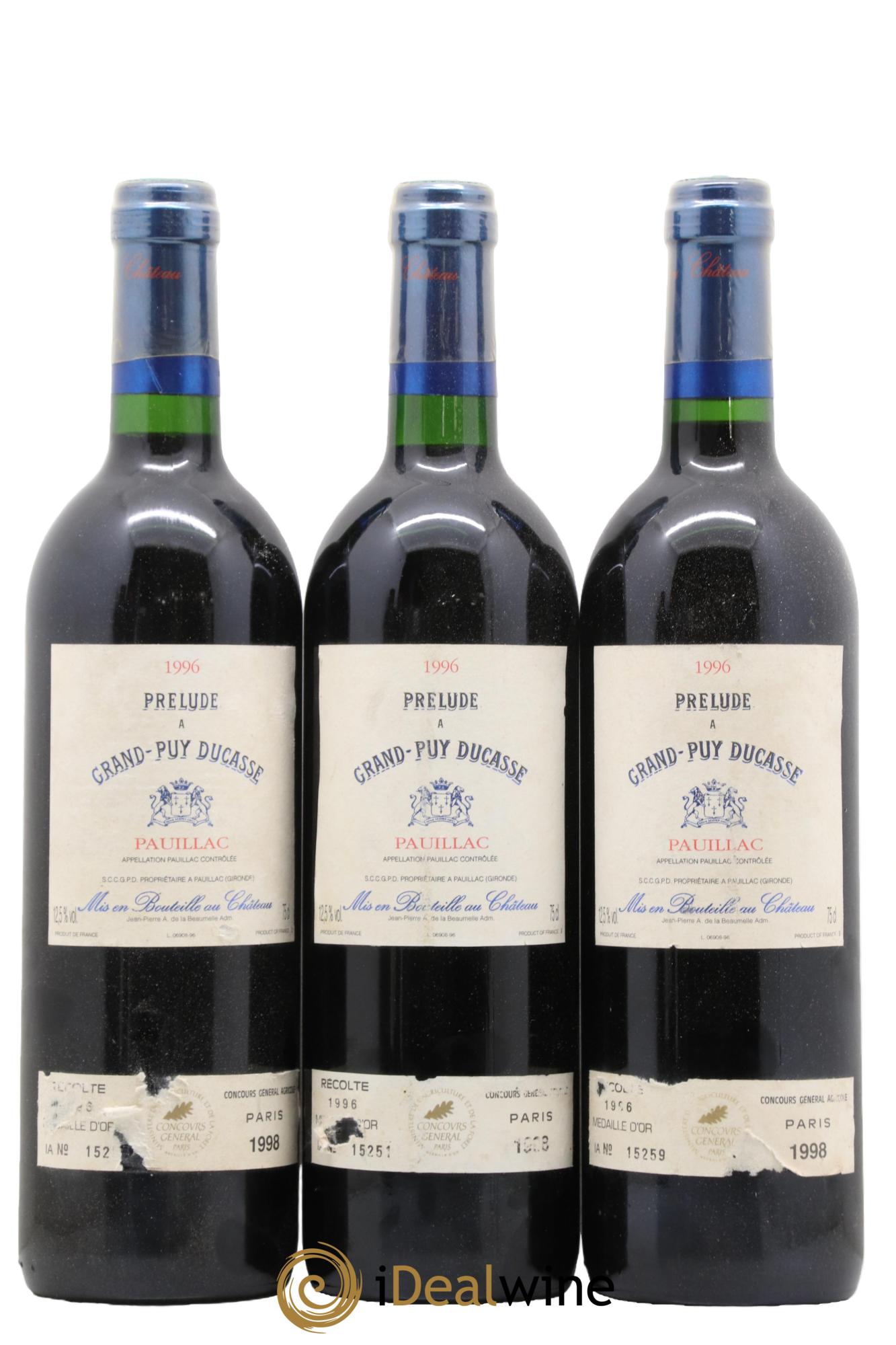 Pauillac Prélude à Grand Puy Ducasse 1996 - Lot de 3 bouteilles - 0