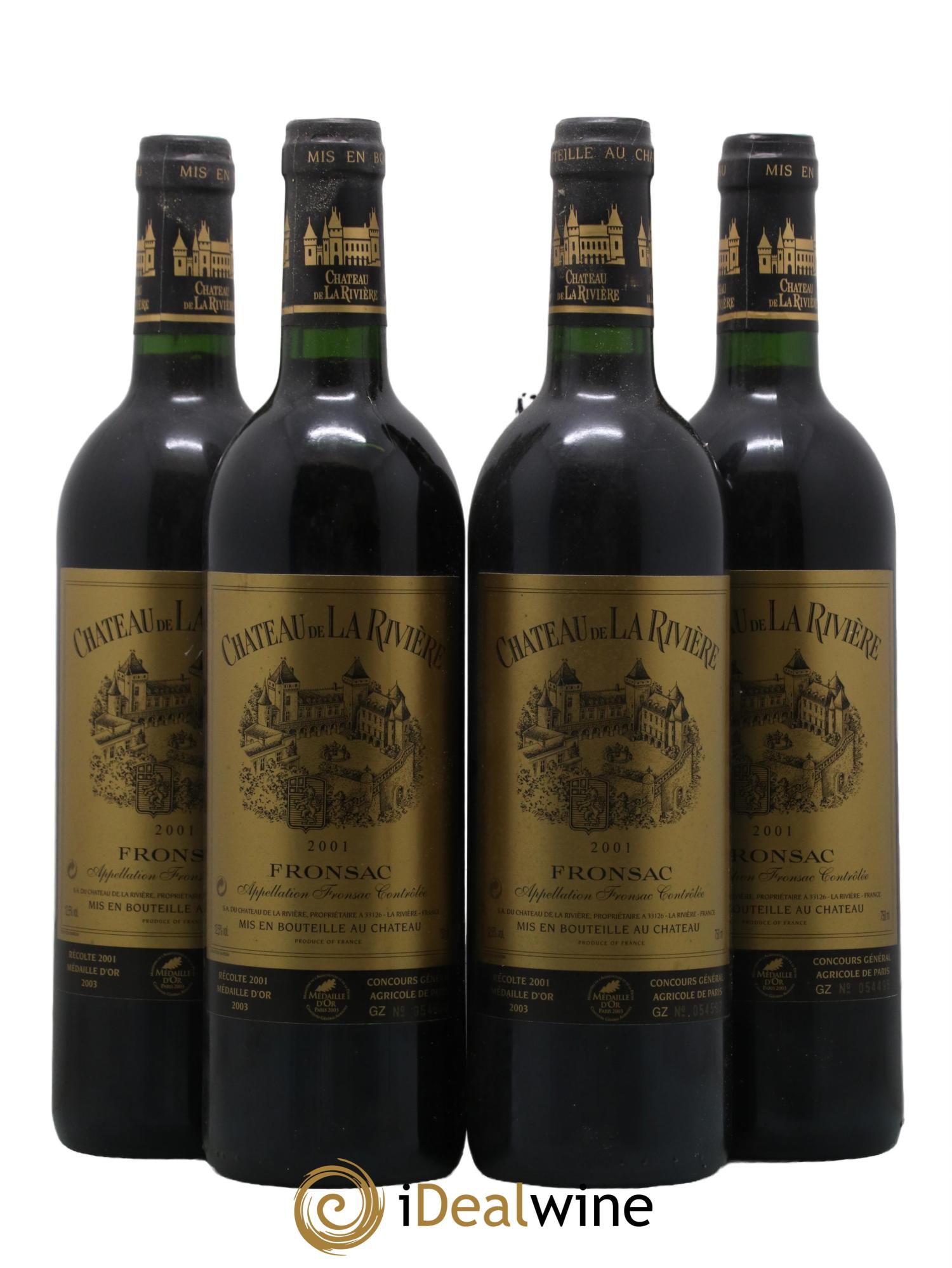 Château de La Rivière 2001 - Posten von 4 Flaschen - 0