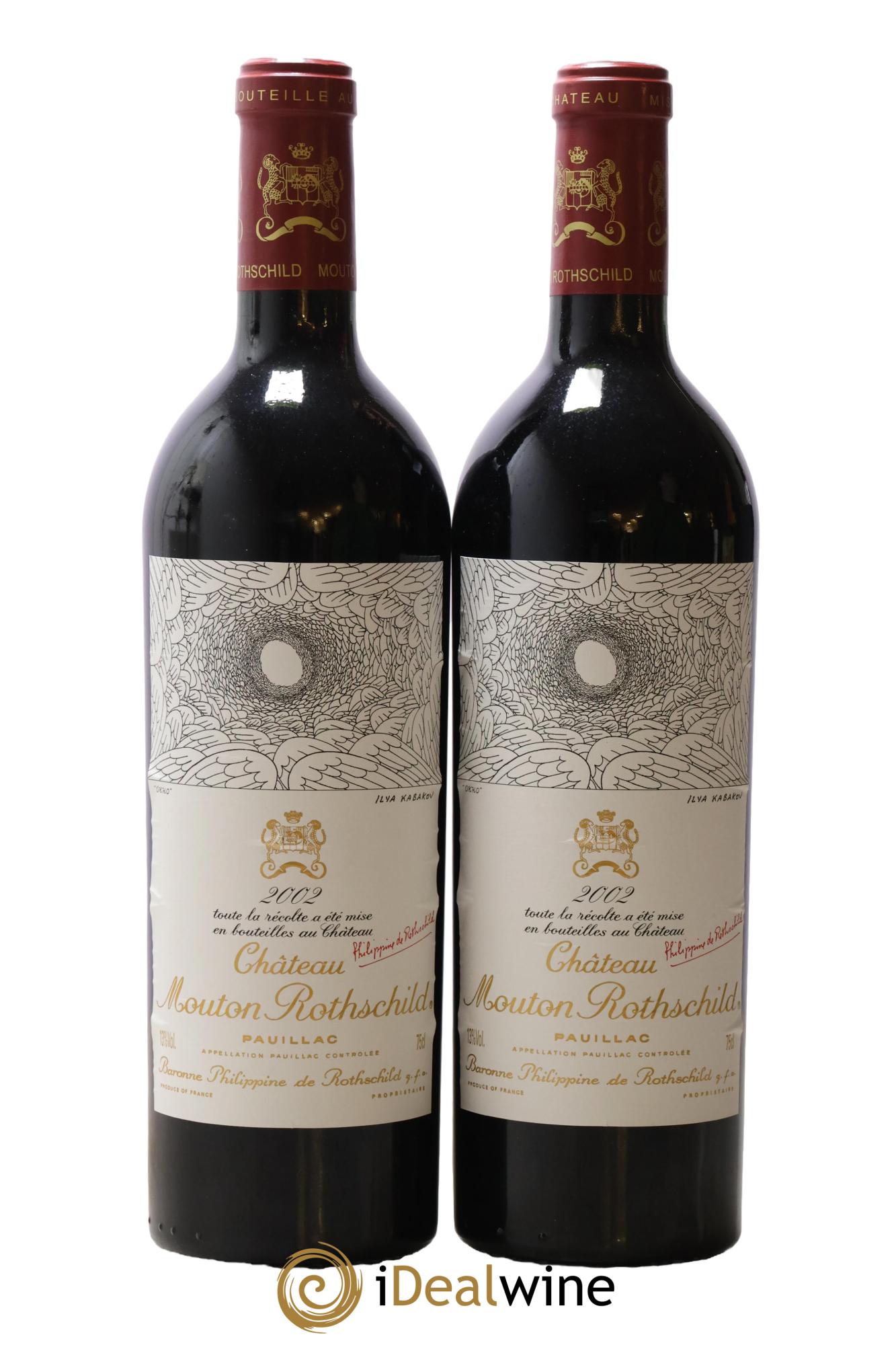 Château Mouton Rothschild 1er Grand Cru Classé 2002 - Lot de 2 bouteilles - 0