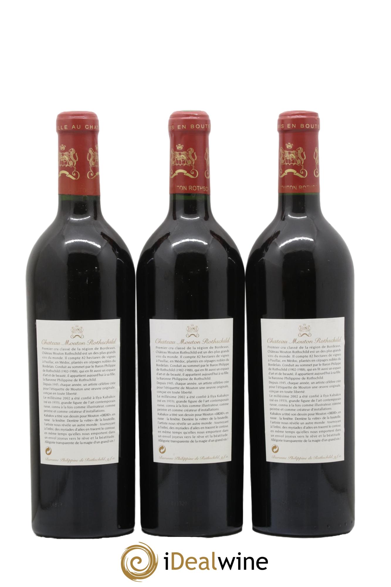 Château Mouton Rothschild 1er Grand Cru Classé 2002 - Posten von 3 Flaschen - 1