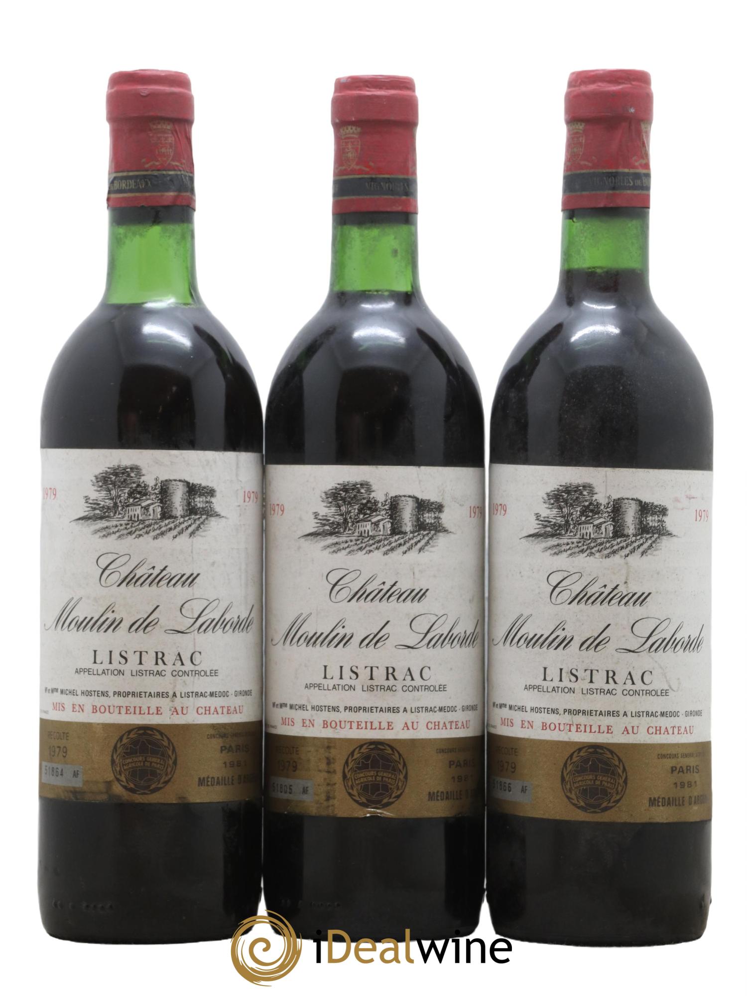 Château Moulin de Laborde Cru Bourgeois 1979 - Lot de 3 bouteilles - 0