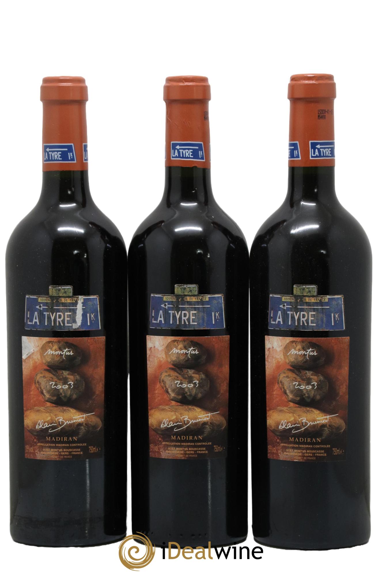 Madiran Château Montus-La Tyre Alain Brumont  2003 - Lotto di 3 bottiglie - 0