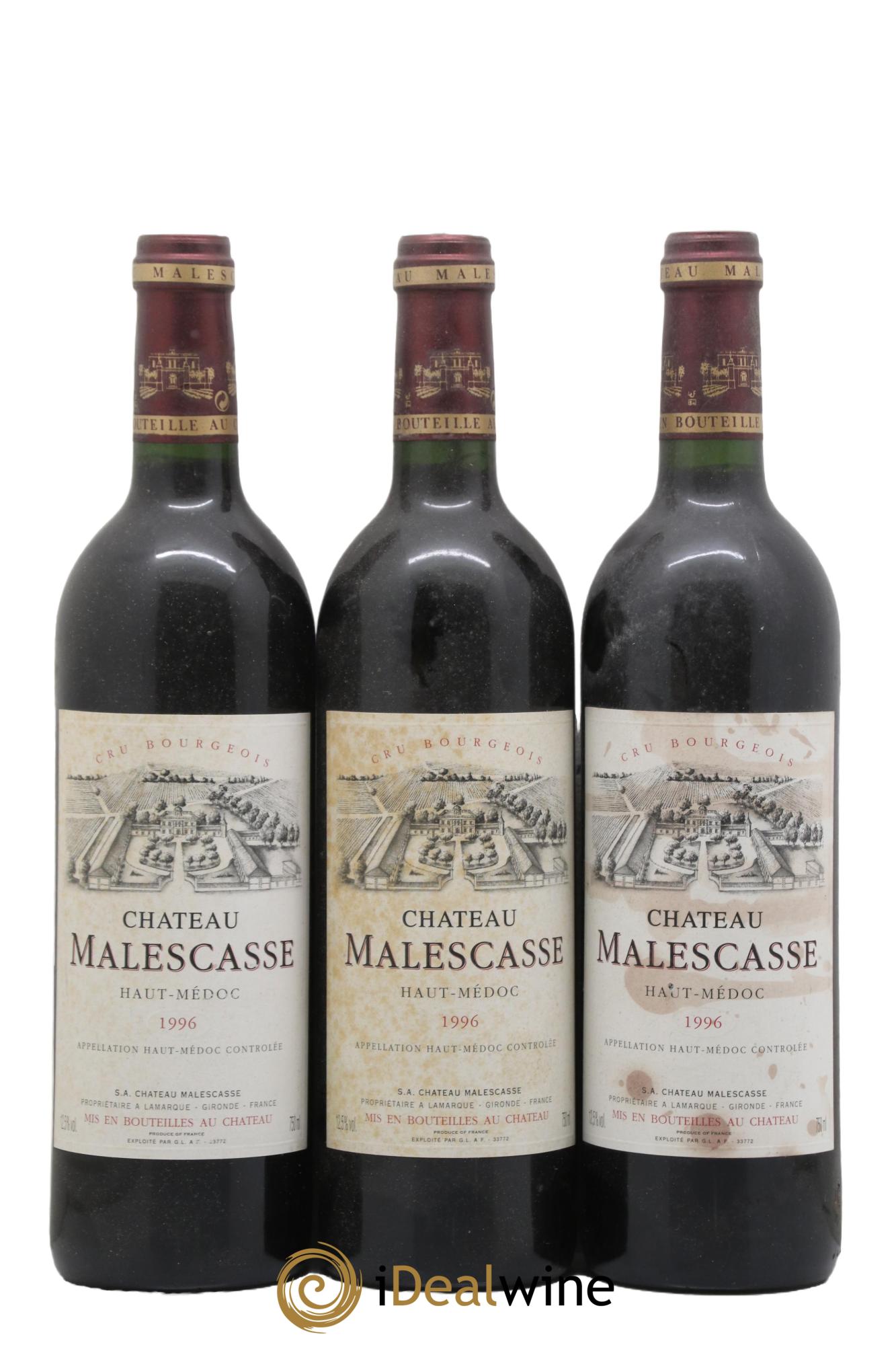 Château Malescasse Cru Bourgeois Exceptionnel 1996 - Lot of 3 bottles - 0