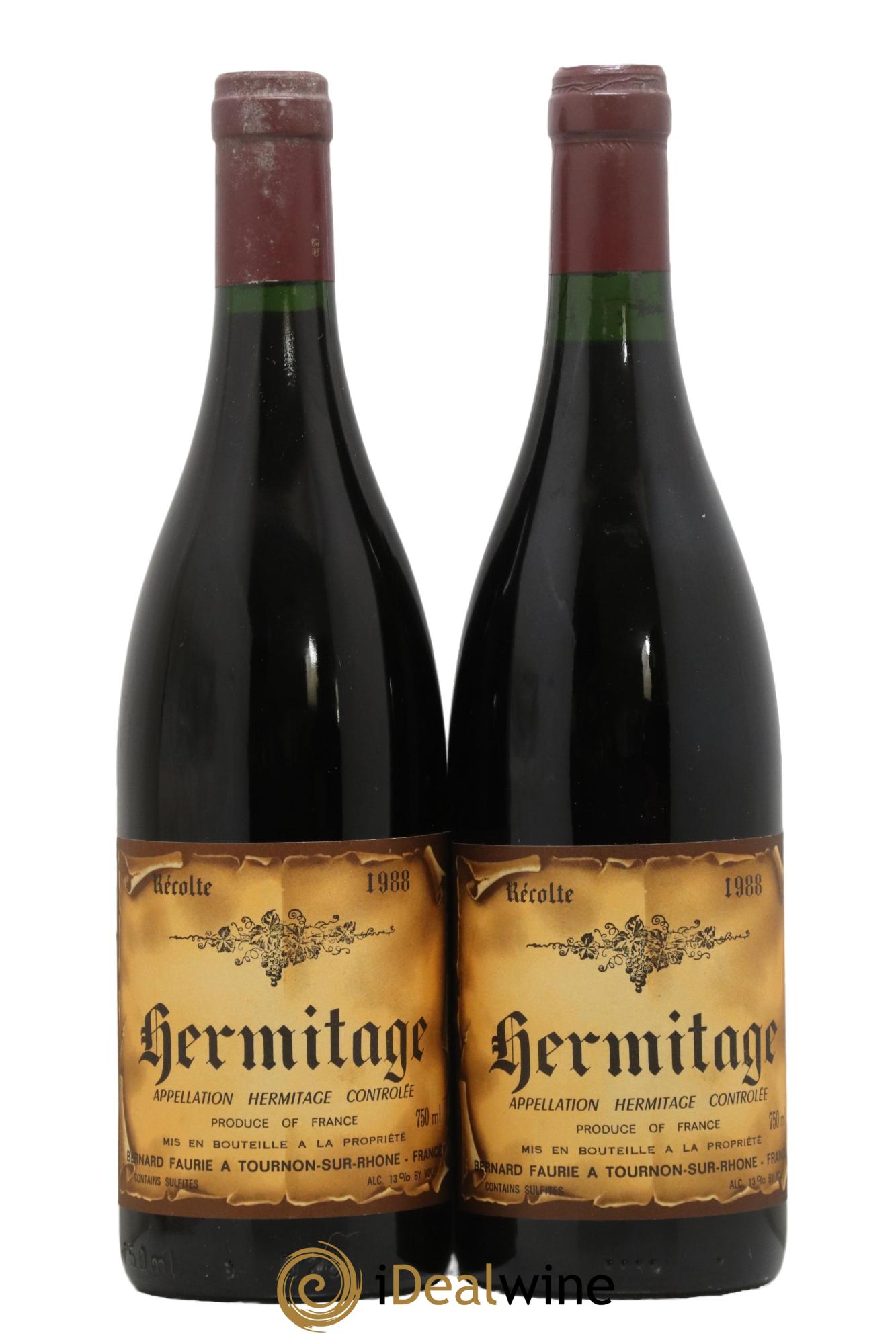Hermitage Bernard Faurie 1988 - Lot de 2 bouteilles - 0