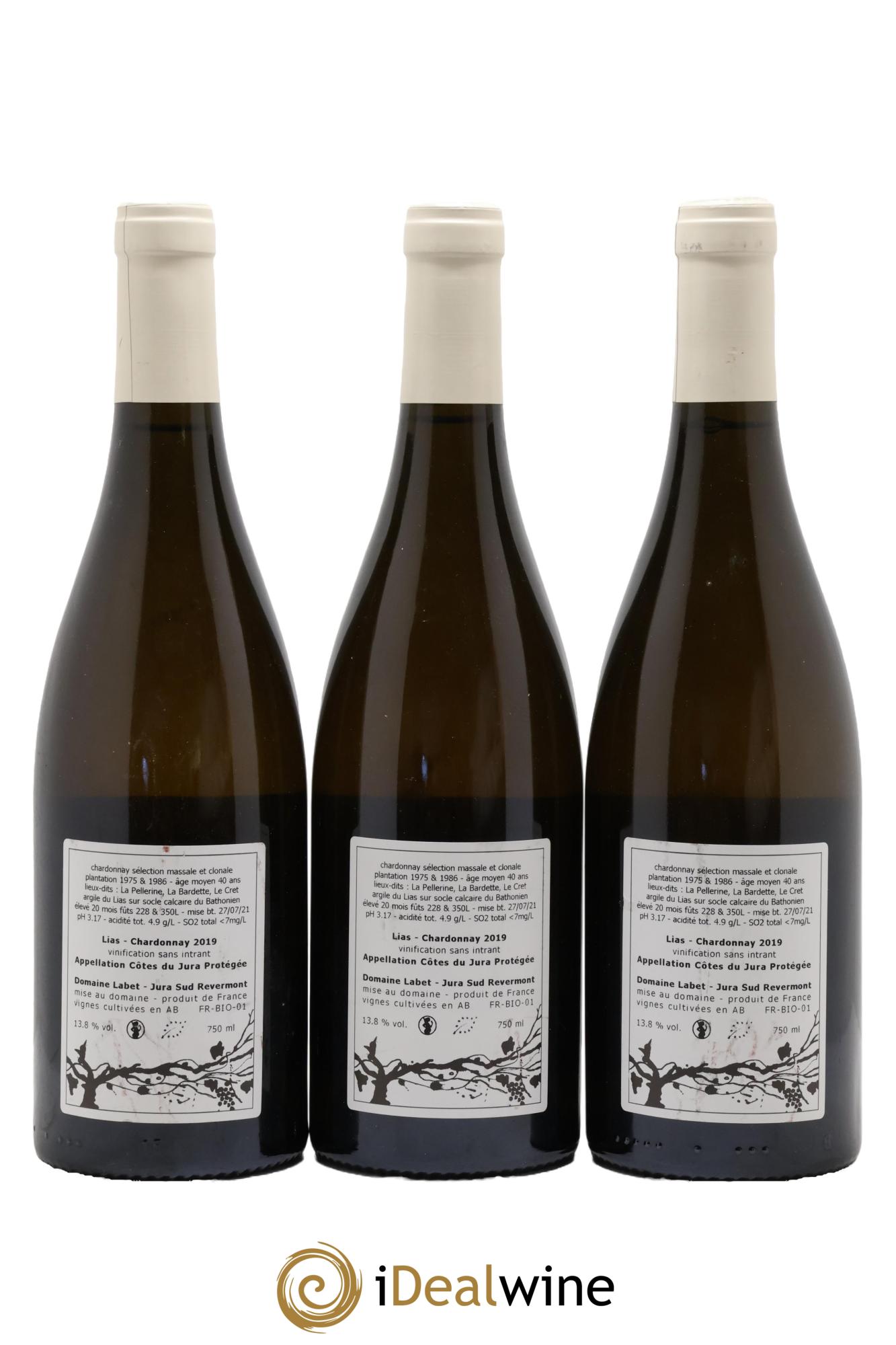 Côtes du Jura Chardonnay Lias Romain - Julien - Charline Labet 2019 - Lot de 3 bouteilles - 1
