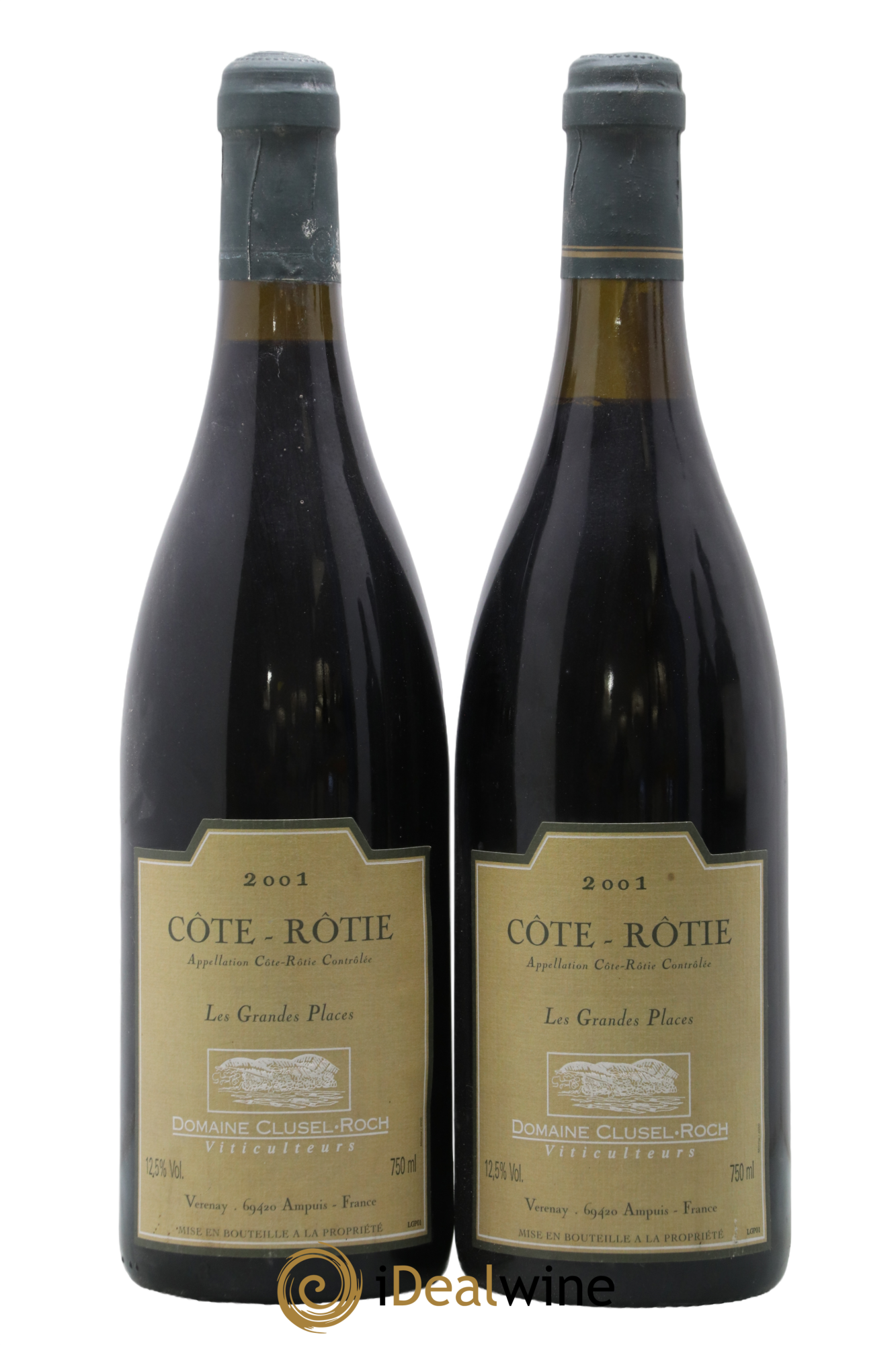 Côte-Rôtie Les Grandes Places Clusel-Roch 2001 - Lot of 2 bottles - 0