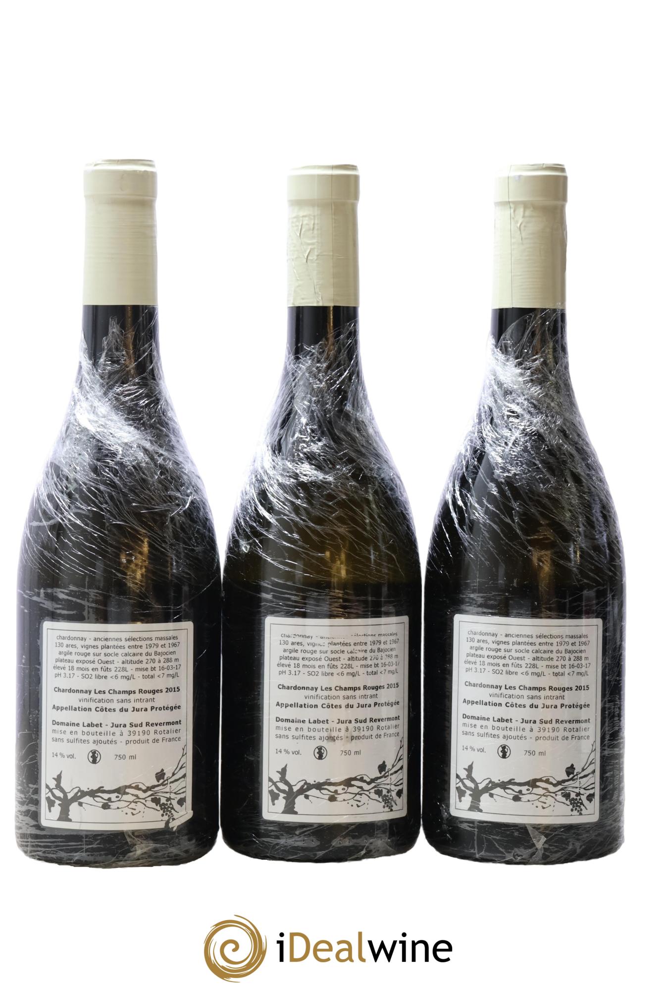 Côtes du Jura Chardonnay Les Champs Rouges Romain - Julien  - Charline Labet 2015 - Lot de 3 bouteilles - 1