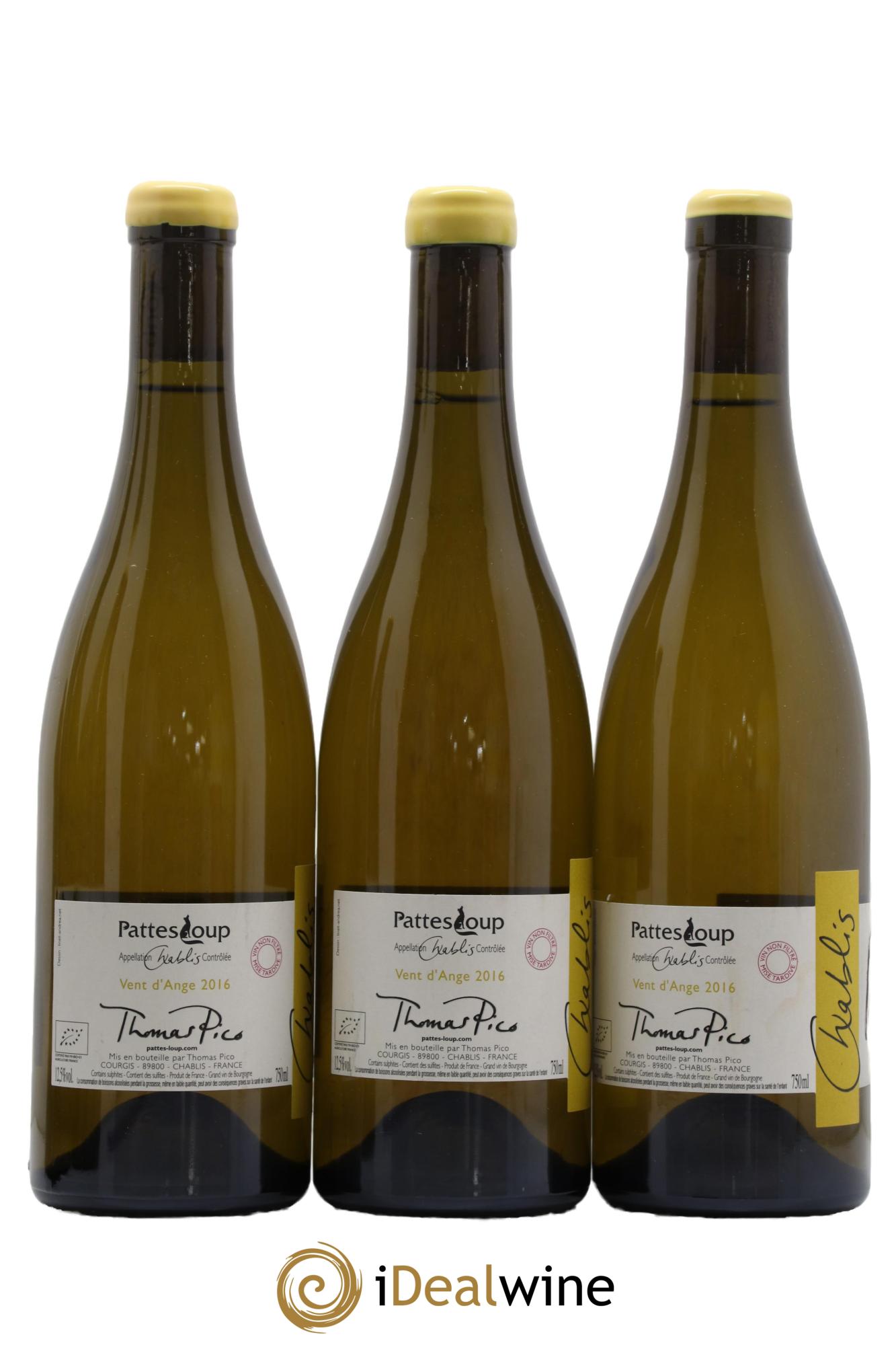 Chablis Vent d'Ange Pattes Loup (Domaine) Mise Tardive 2016 - Lot de 3 bouteilles - 1