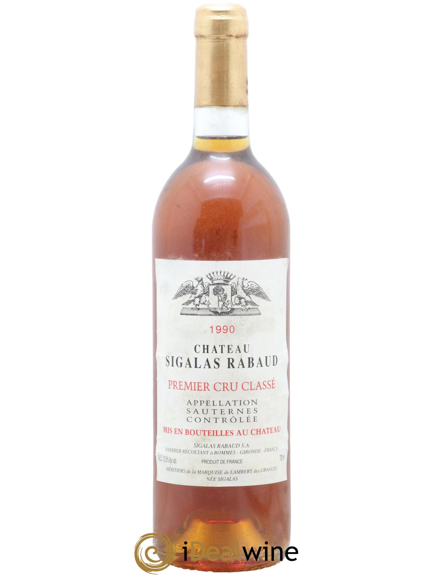 Château Sigalas Rabaud 1er Grand Cru Classé 1990 - Posten von 1 Flasche - 0