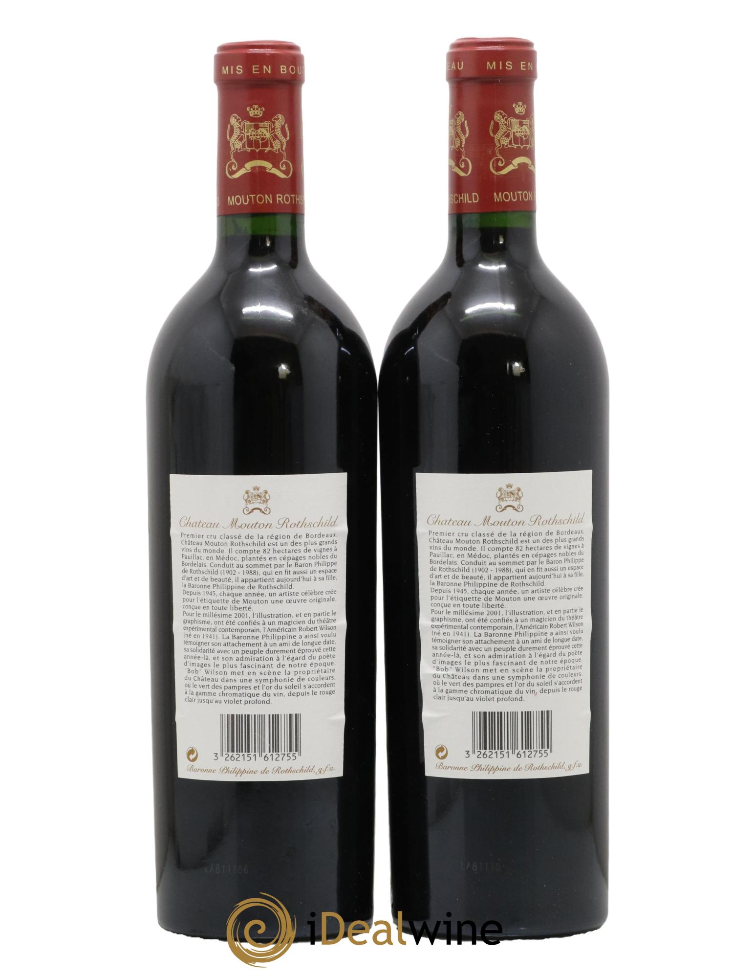 Château Mouton Rothschild 1er Grand Cru Classé 2001 - Lot de 2 bouteilles - 1
