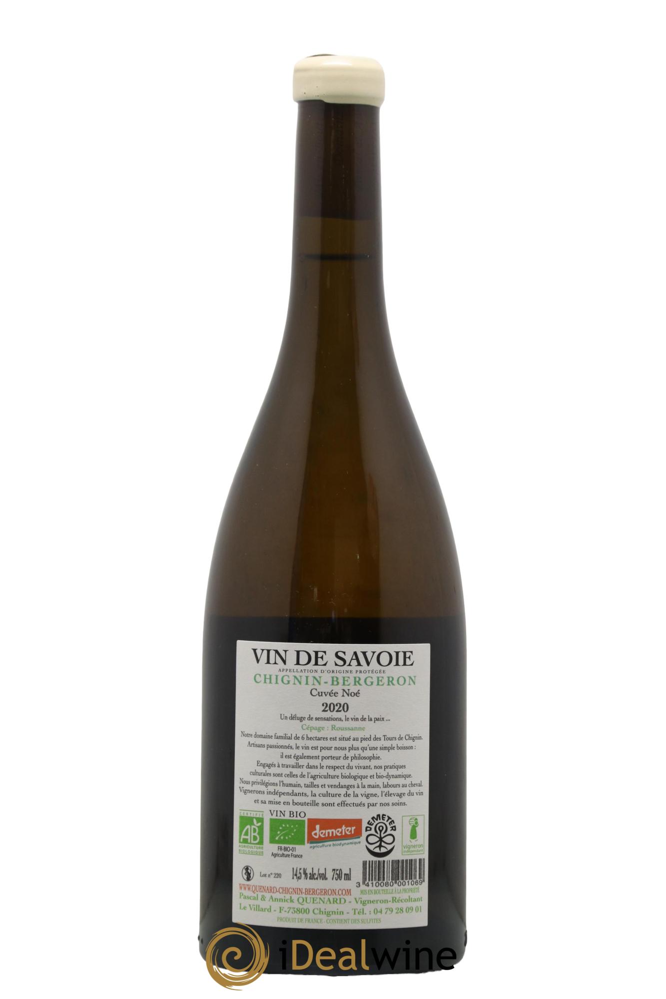 Vin de Savoie Chignin-Bergeron cuvée Noé Pascal & Annick Quenard 2020 - Lotto di 1 bottiglia - 1