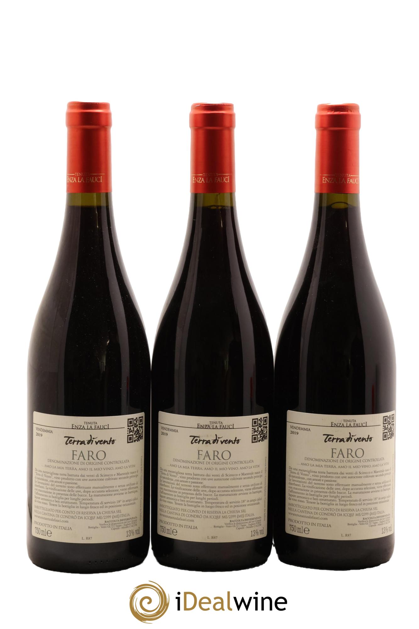 Italie Faro DOC Terra di Vento Tenuta Enza la Fauci 2019 - Lot de 3 bouteilles - 1