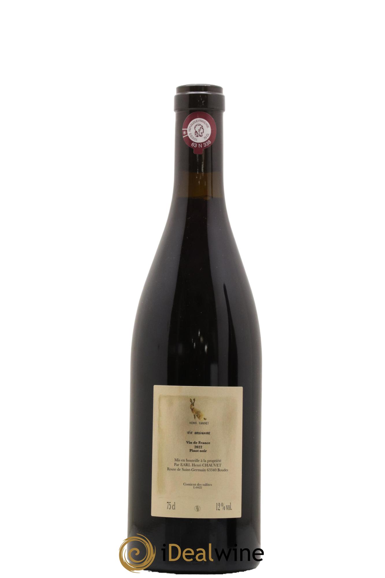 Vin de France Vie ordinaire Henri Chauvet 2022 - Lot de 1 bouteille - 1